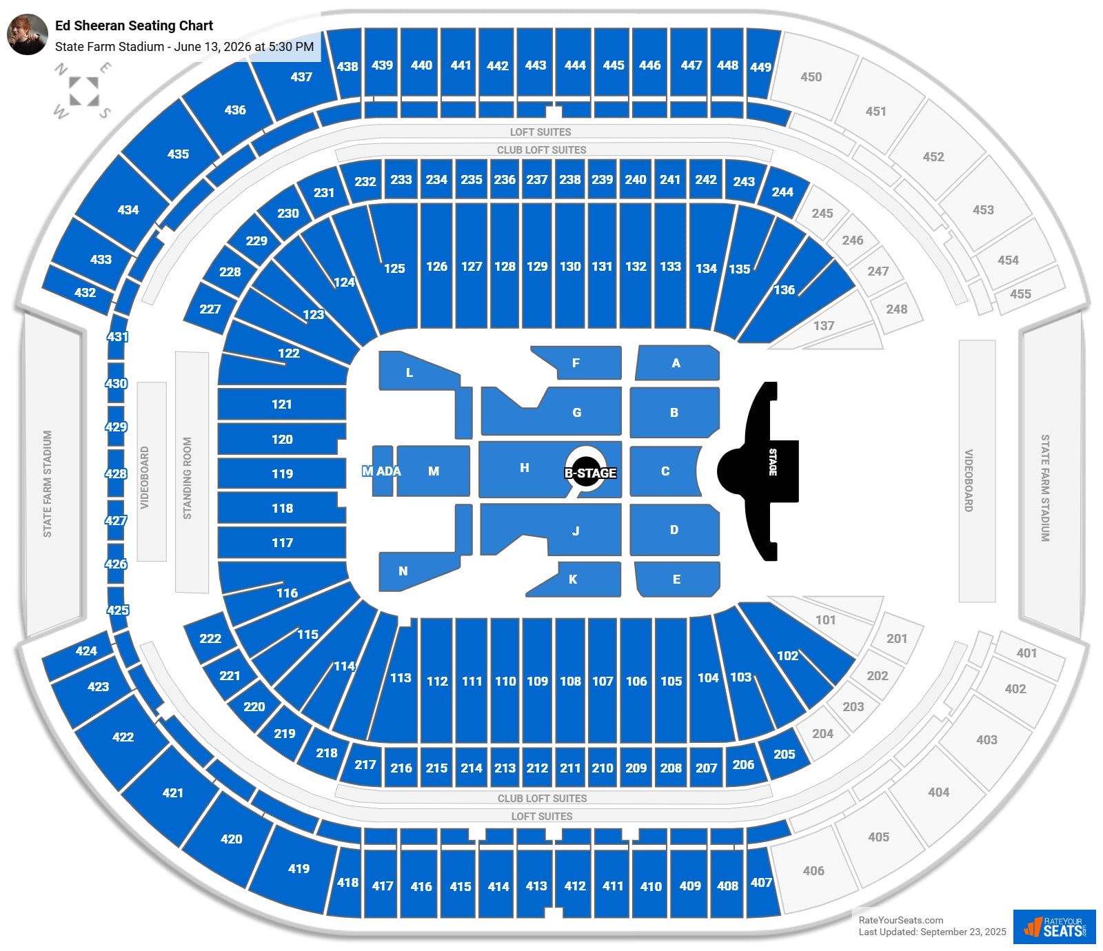Ed Sheeran seating chart State Farm Stadium