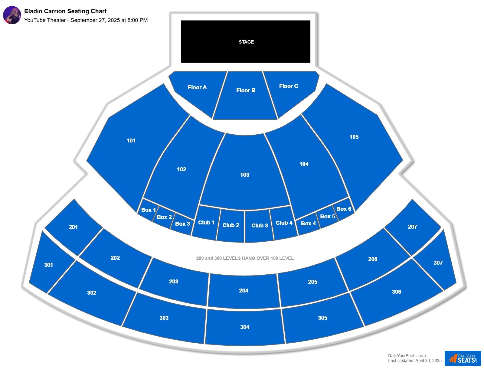 Eladio Carrion seating chart YouTube Theater