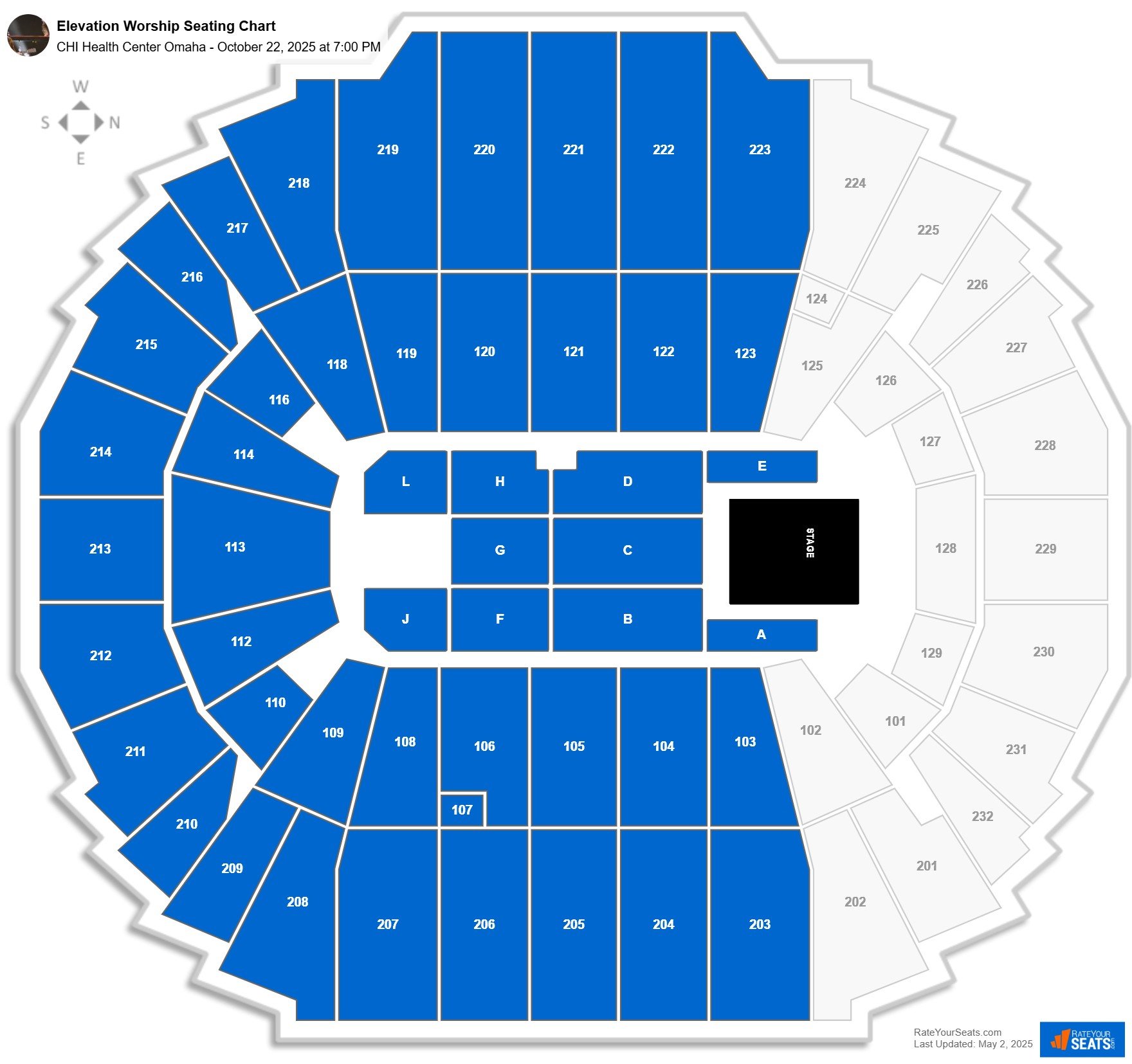 Elevation Worship seating chart CHI Health Center Omaha