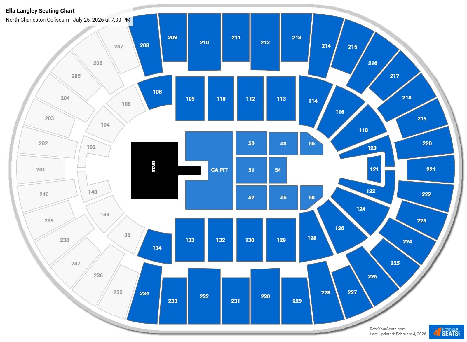 Ella Langley seating chart North Charleston Coliseum