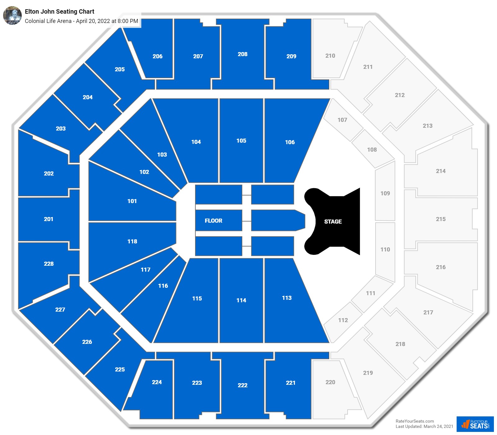 Taco Bell Arena Seating Map Colonial Life Arena Concert Seating Chart - Rateyourseats.com