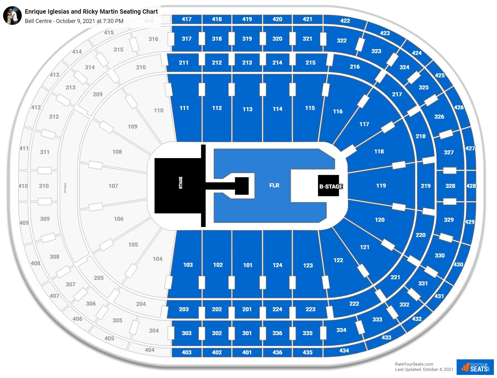 Bell Centre Seating Charts for Concerts - RateYourSeats.com