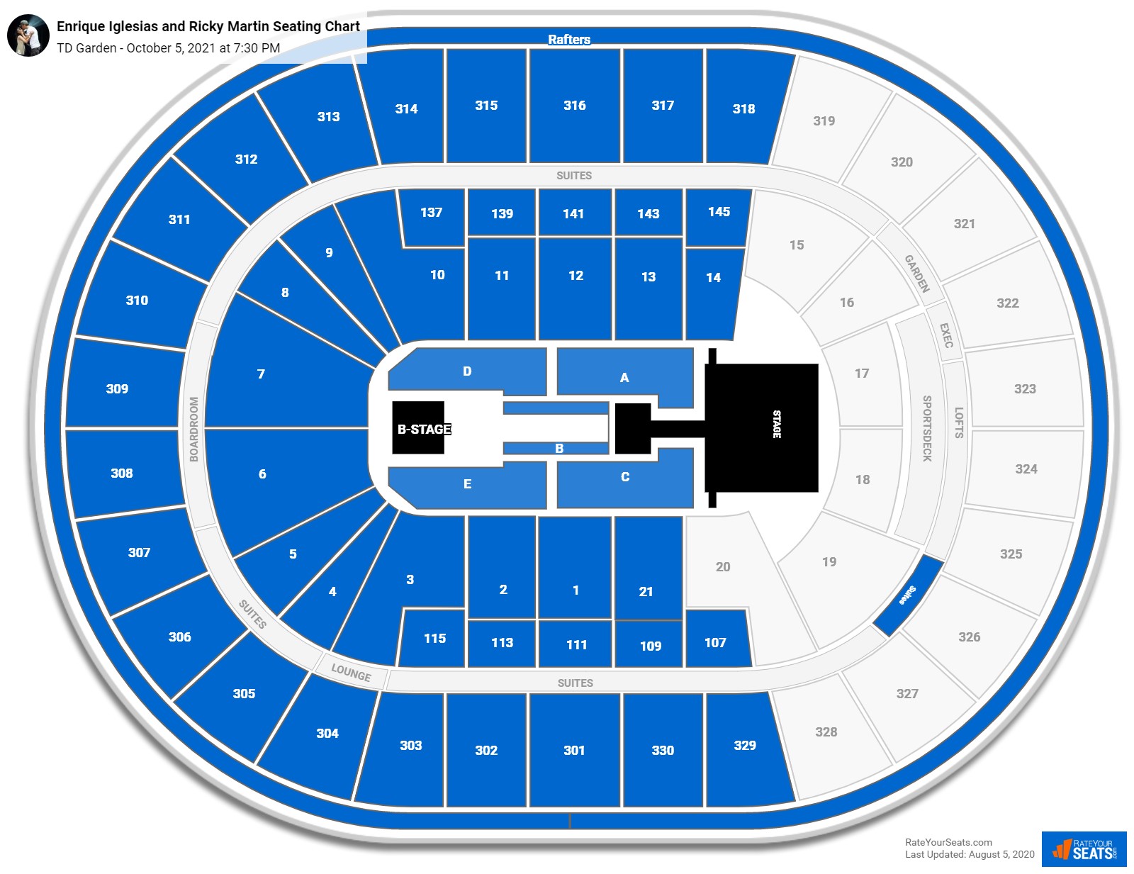 TD Garden Seating Charts for Concerts - RateYourSeats.com