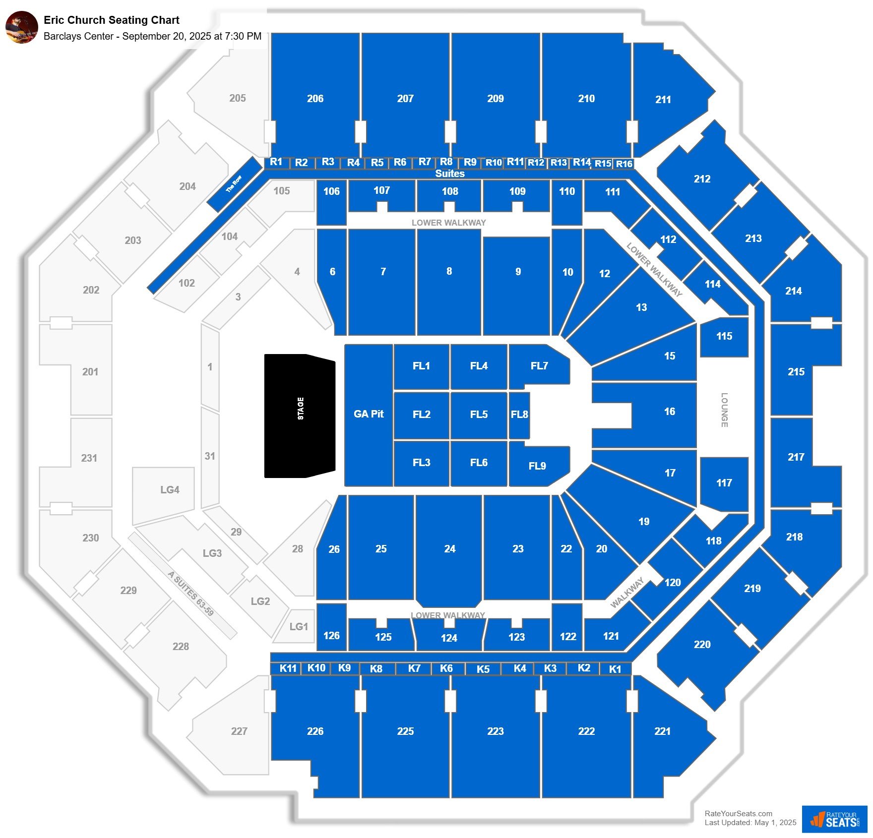 Eric Church seating chart Barclays Center