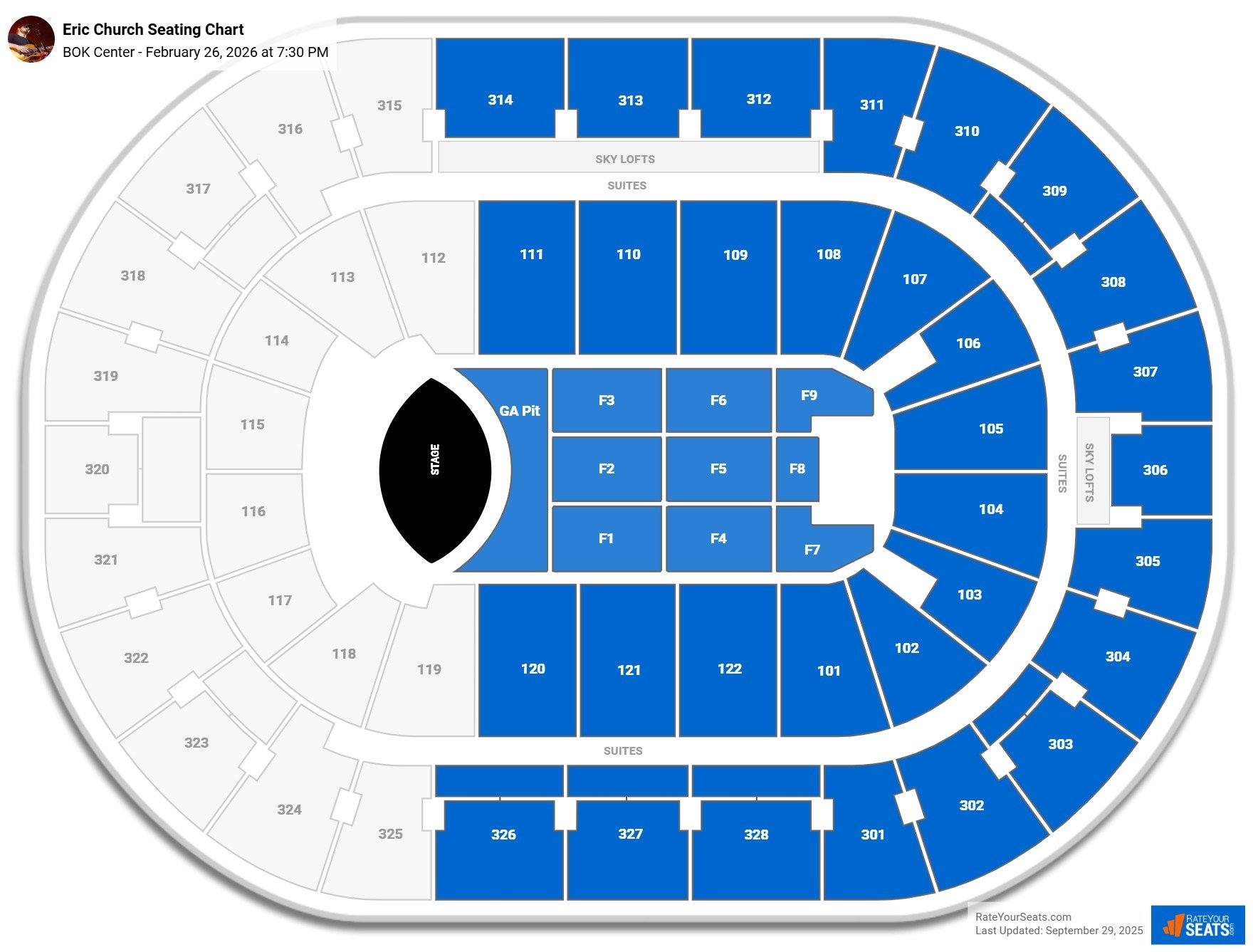 Eric Church seating chart BOK Center
