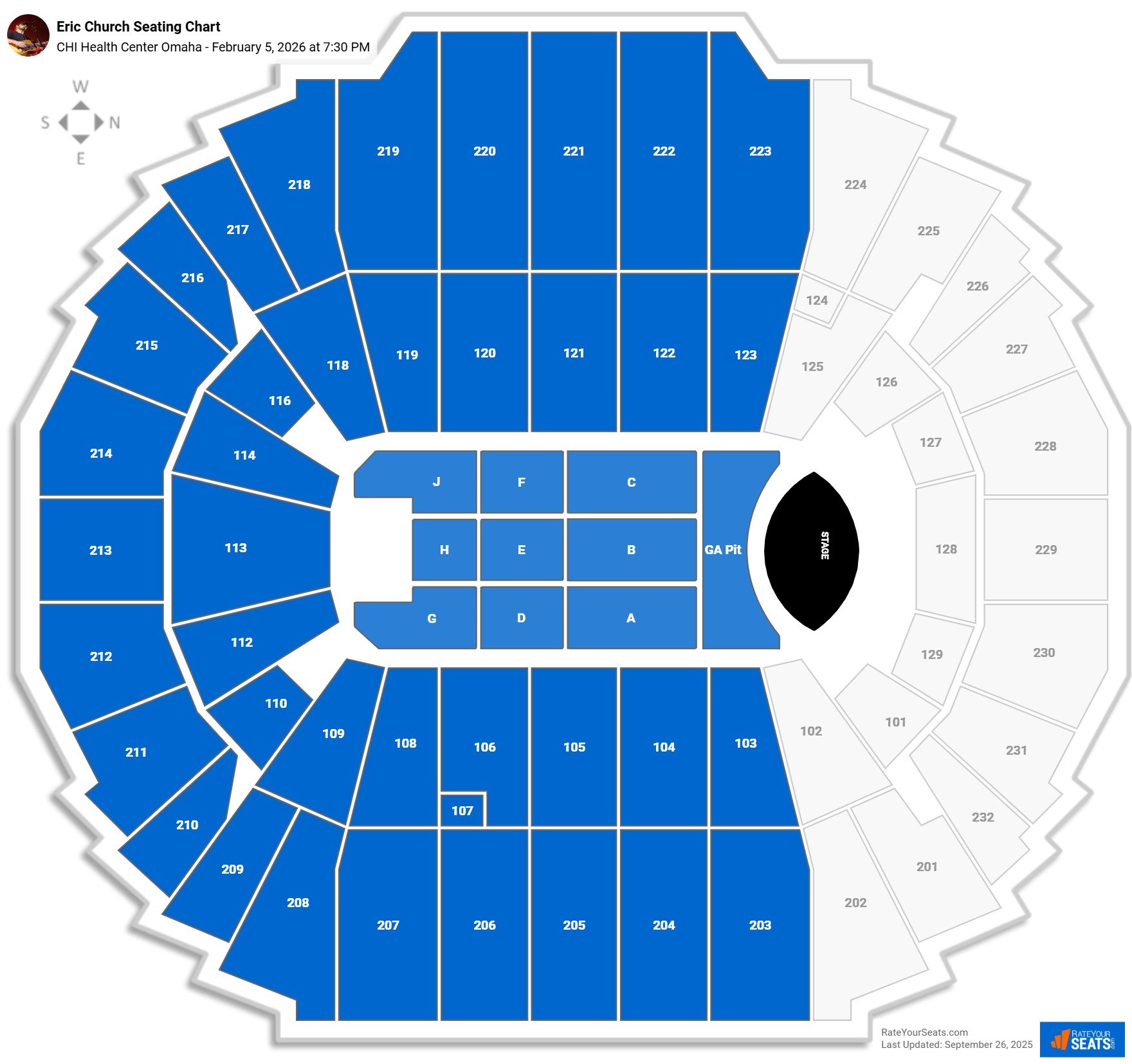 Eric Church seating chart CHI Health Center Omaha