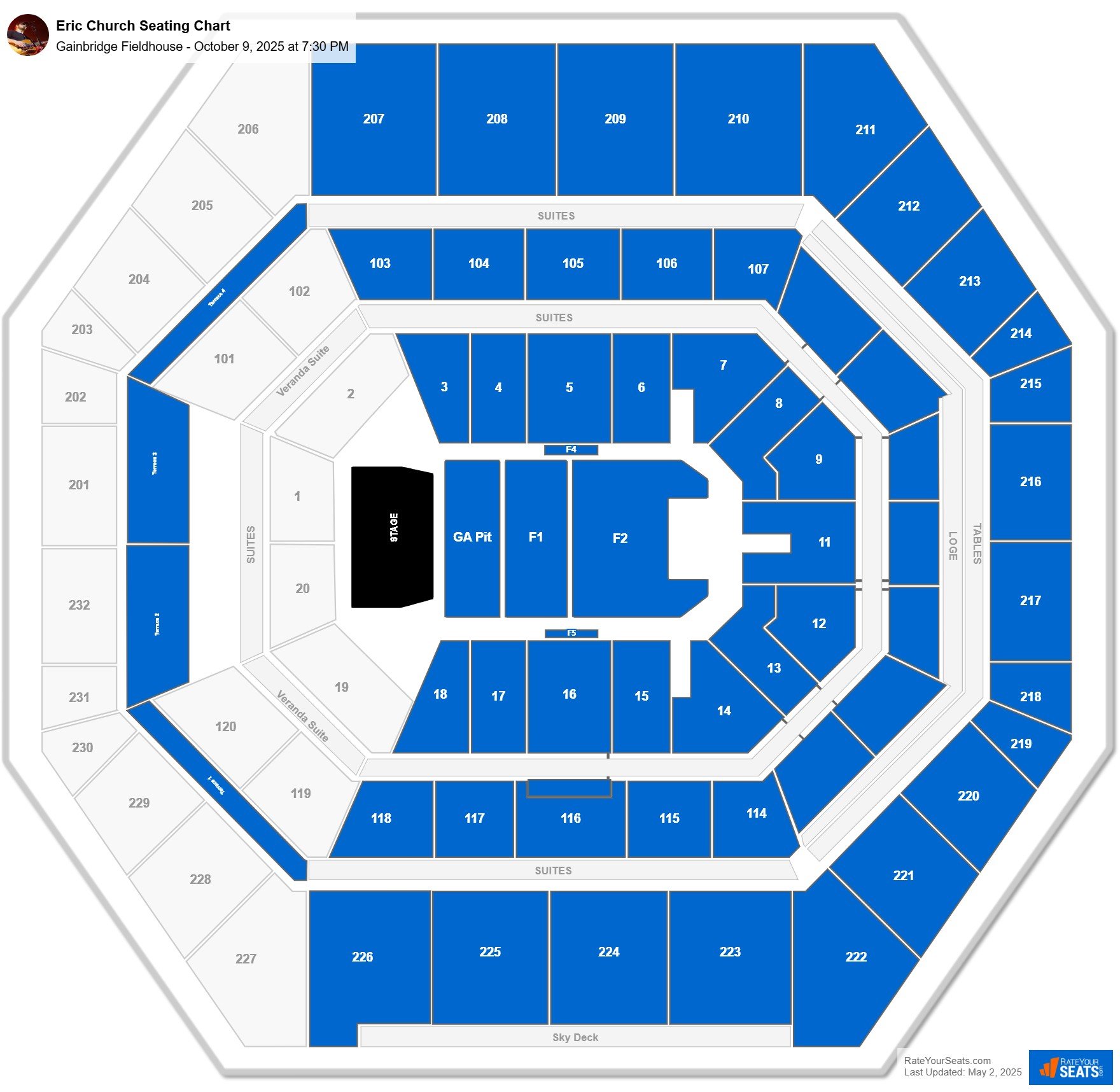 Eric Church seating chart Gainbridge Fieldhouse