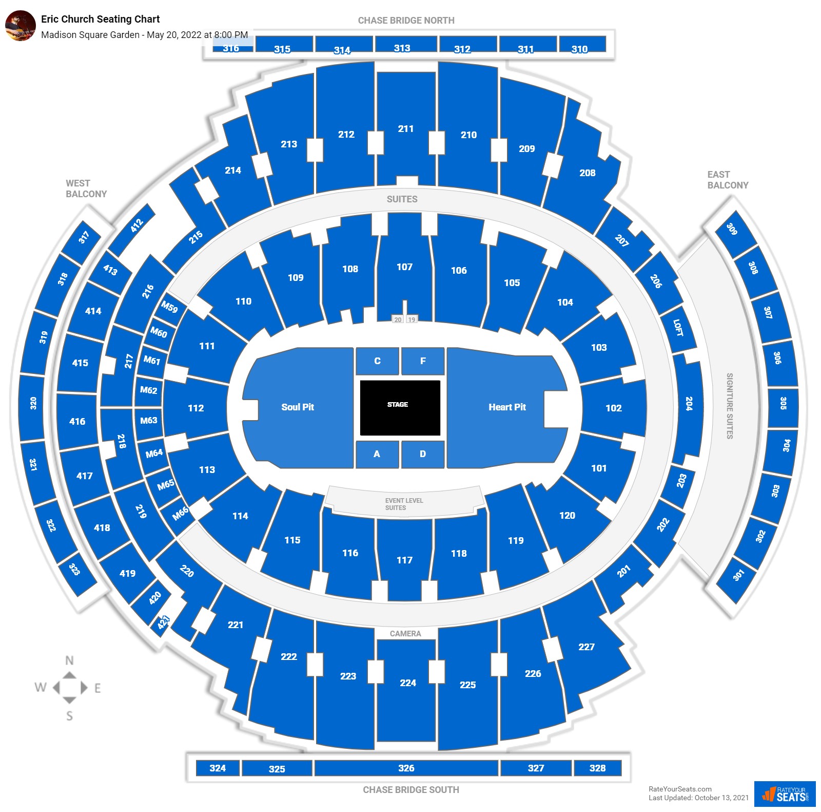 Eric Church seating chart Madison Square Garden