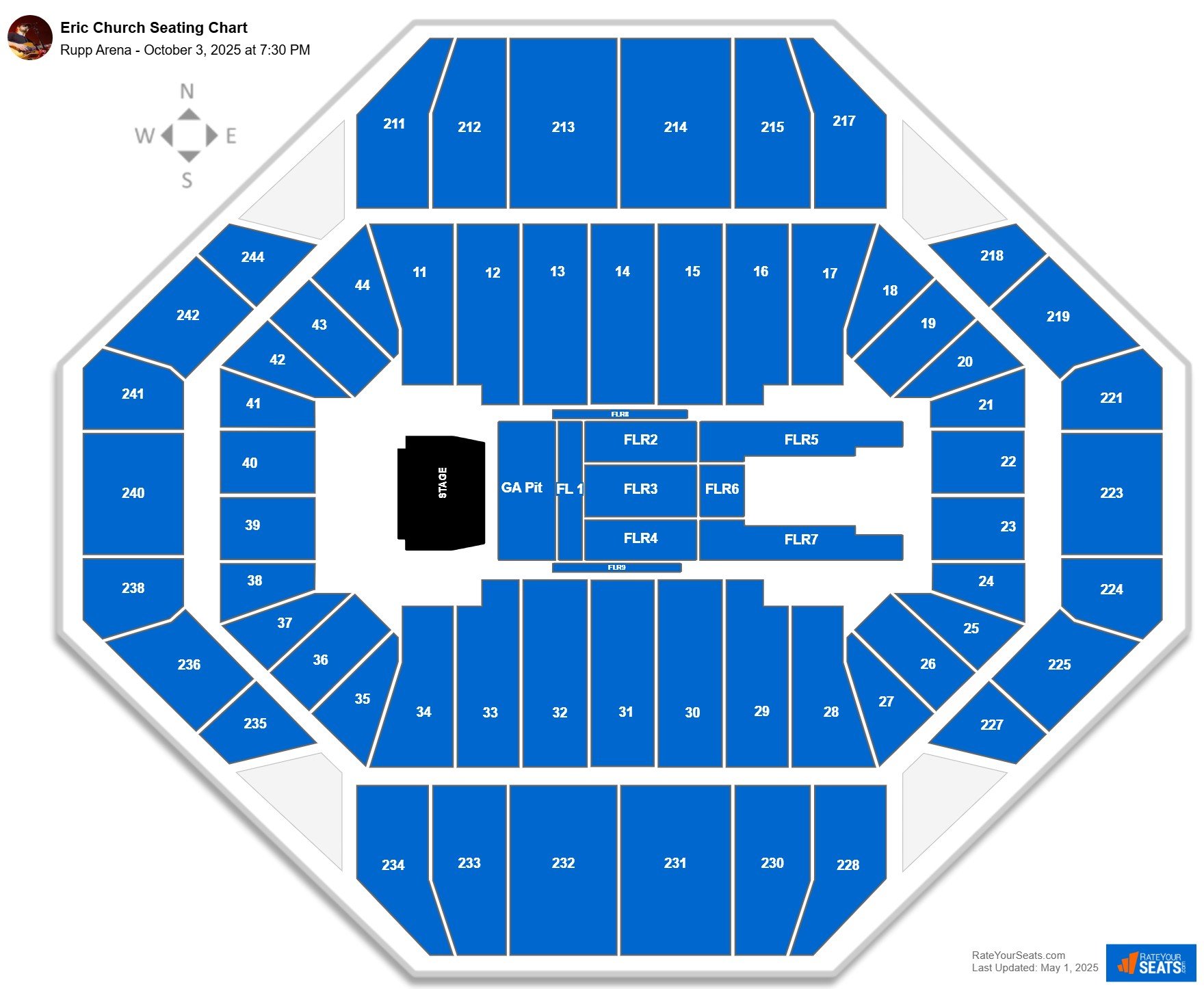Eric Church seating chart Rupp Arena