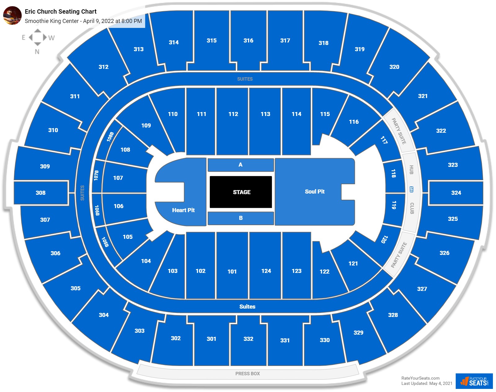 Smoothie King Center Seating Charts for Concerts