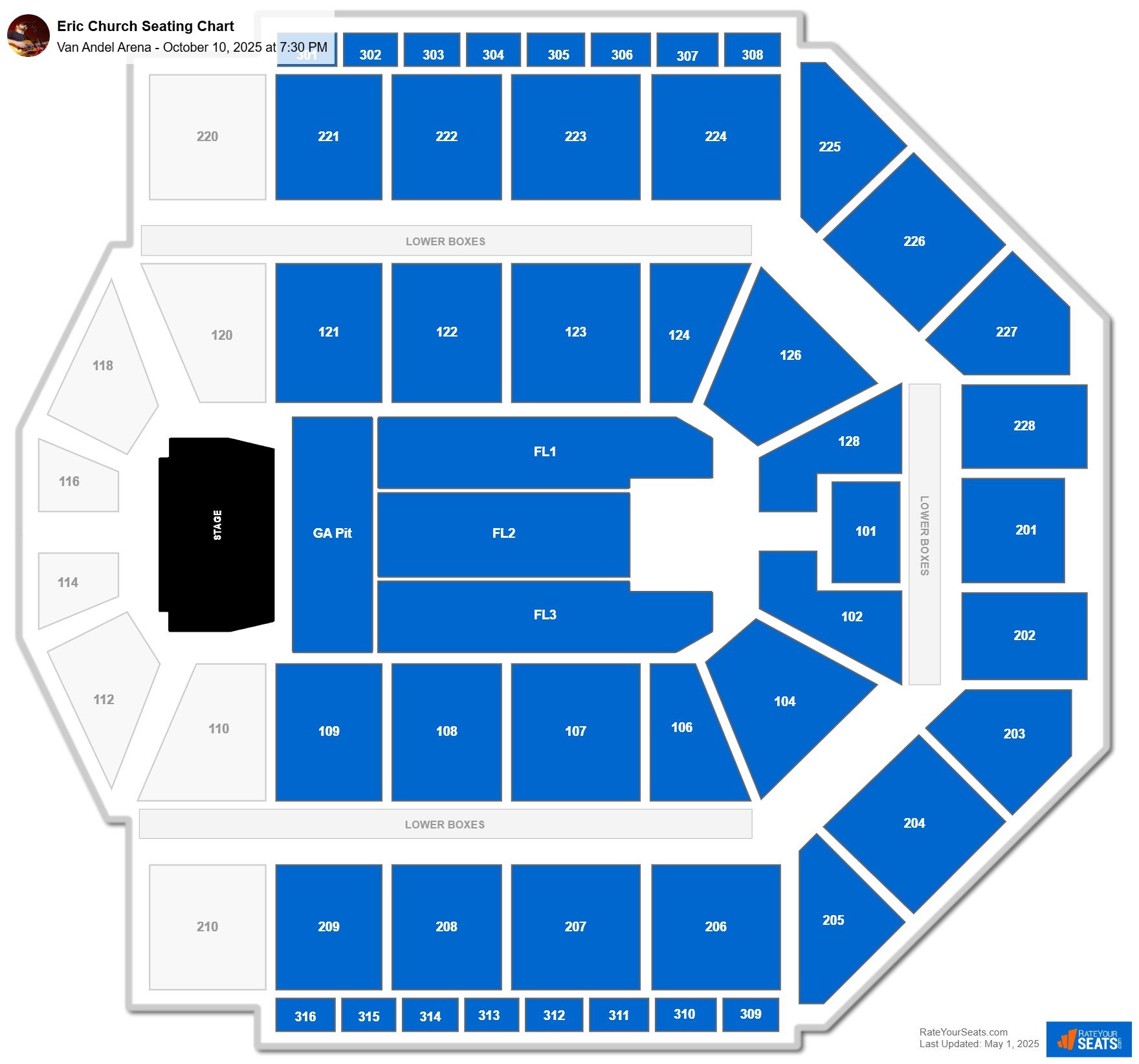Eric Church seating chart Van Andel Arena