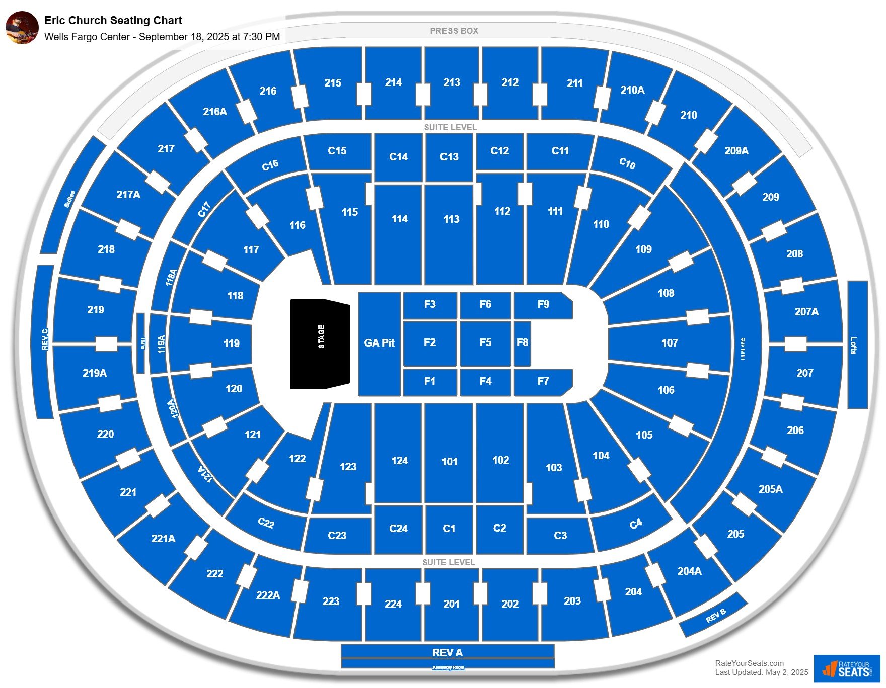 Eric Church seating chart Xfinity Mobile Arena