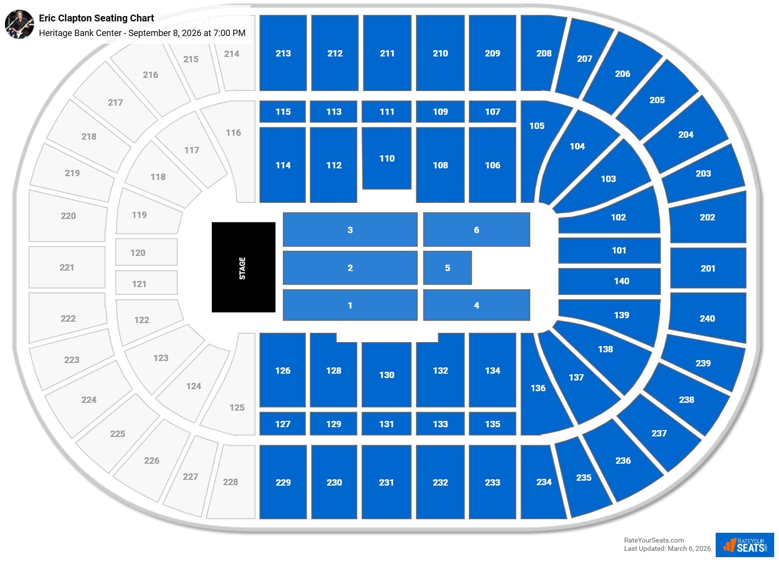 Eric Clapton seating chart Heritage Bank Center