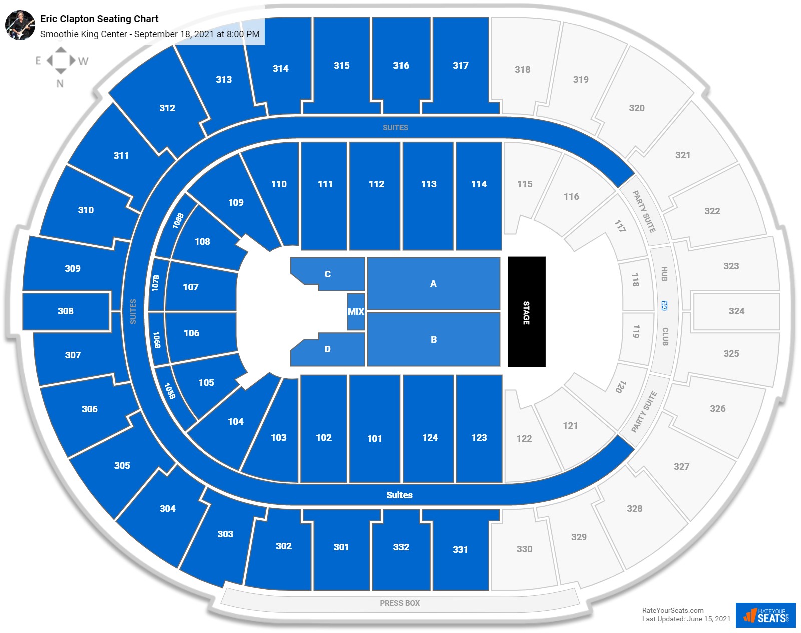 Smoothie King Center Seating Charts for Concerts