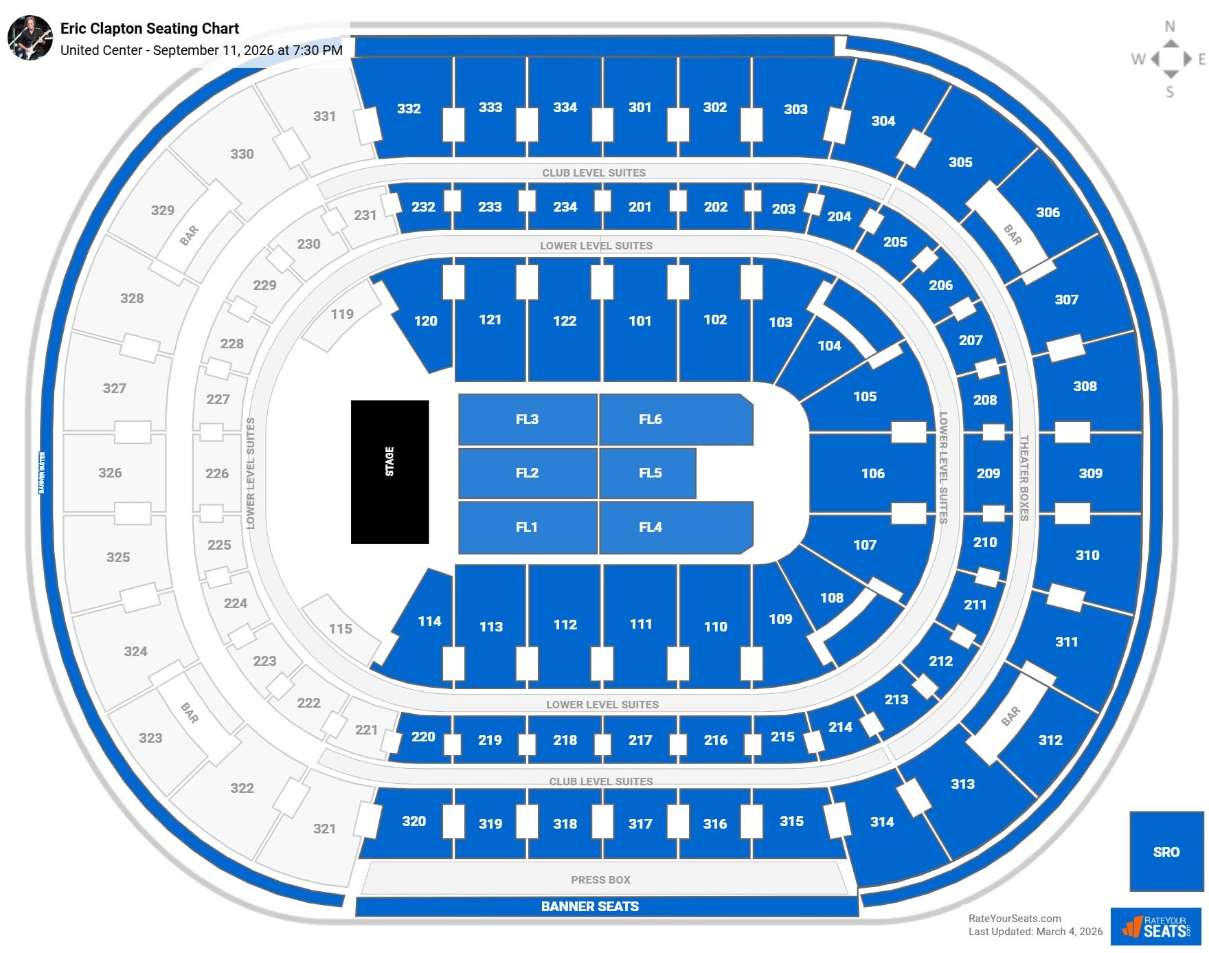 Eric Clapton seating chart United Center