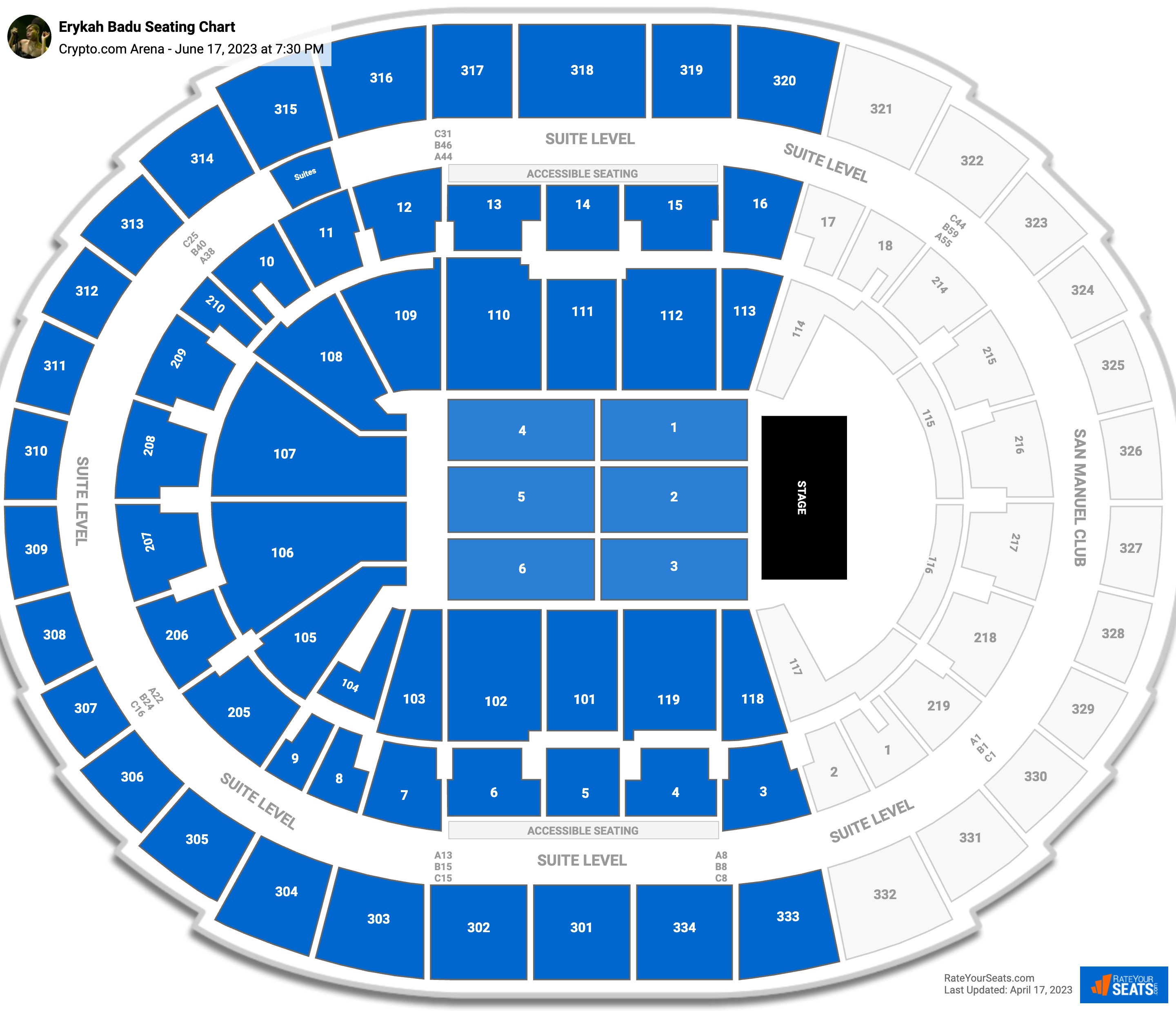 crypto.com arena seating chart with seat numbers