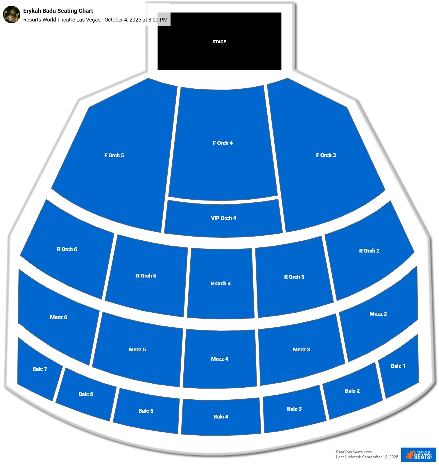 Erykah Badu seating chart Resorts World Theatre Las Vegas