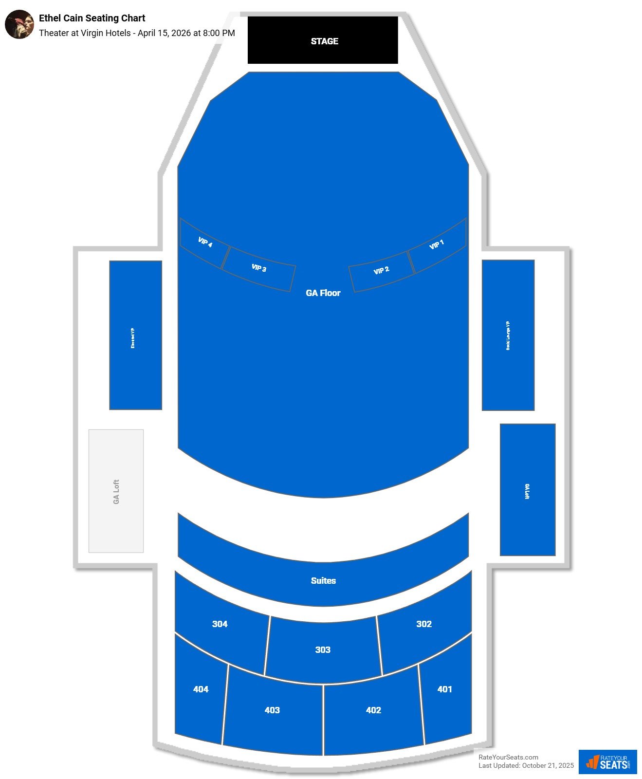Ethel Cain seating chart Theater at Virgin Hotels