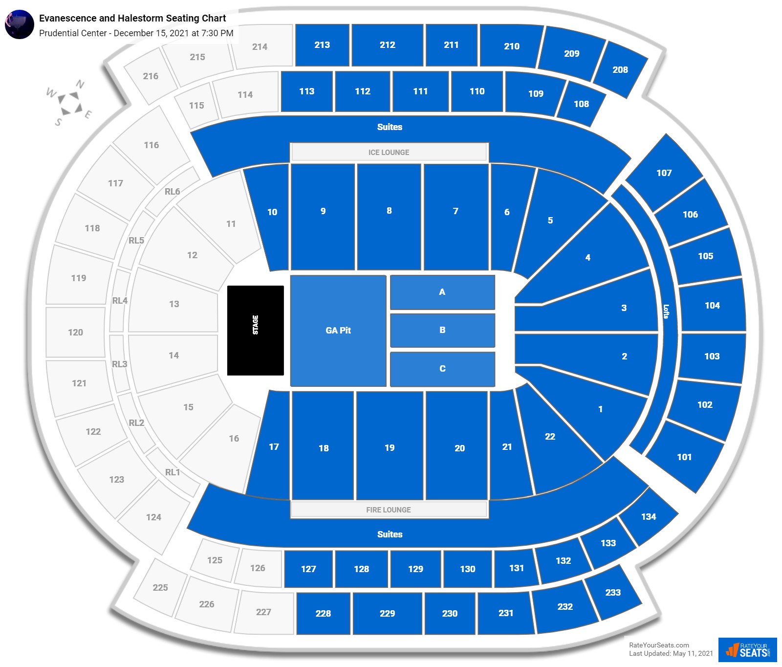 Prudential Center Seating Charts For Concerts - RateYourSeats.com