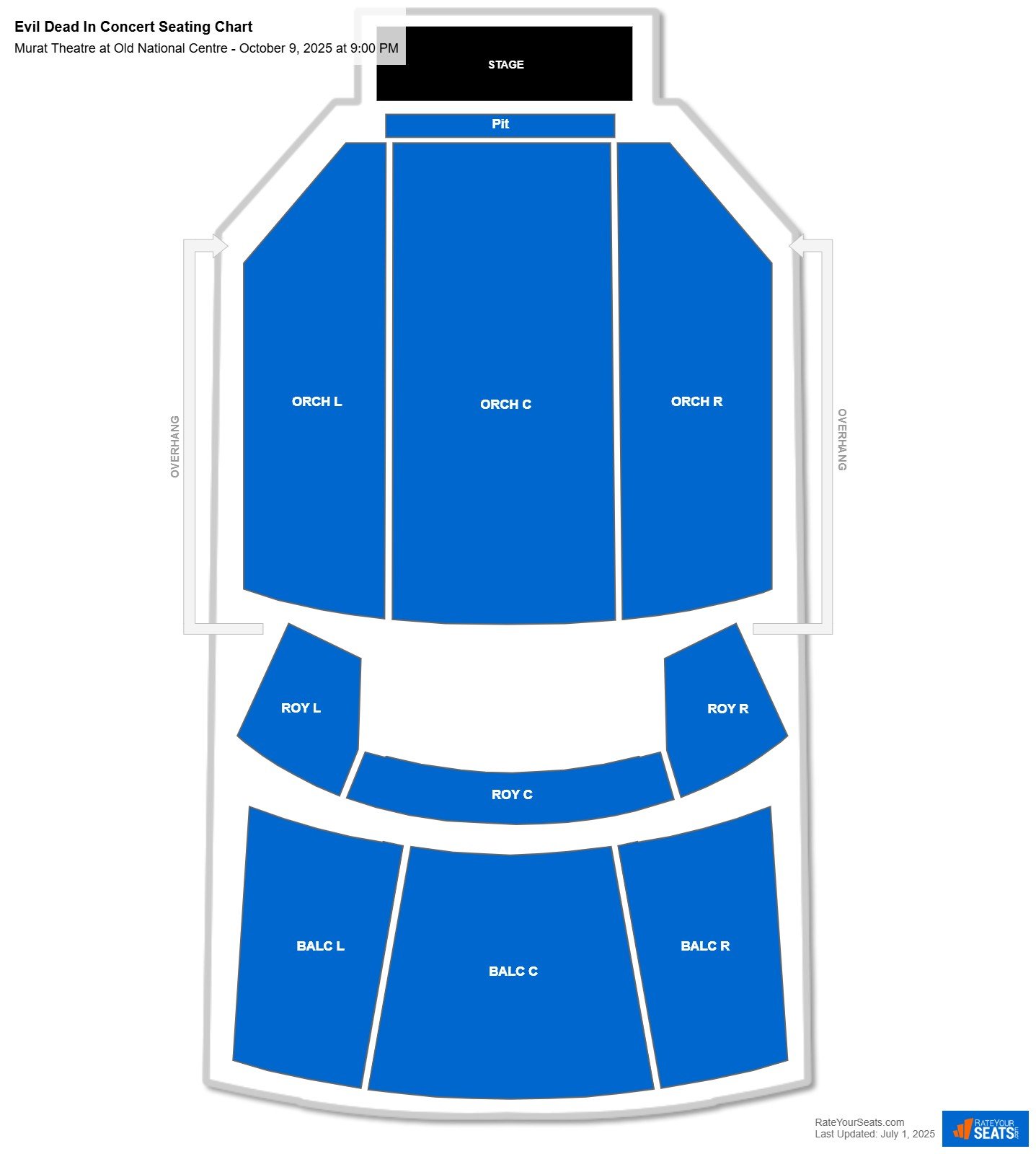 Evil Dead In Concert seating chart Murat Theatre at Old National Centre