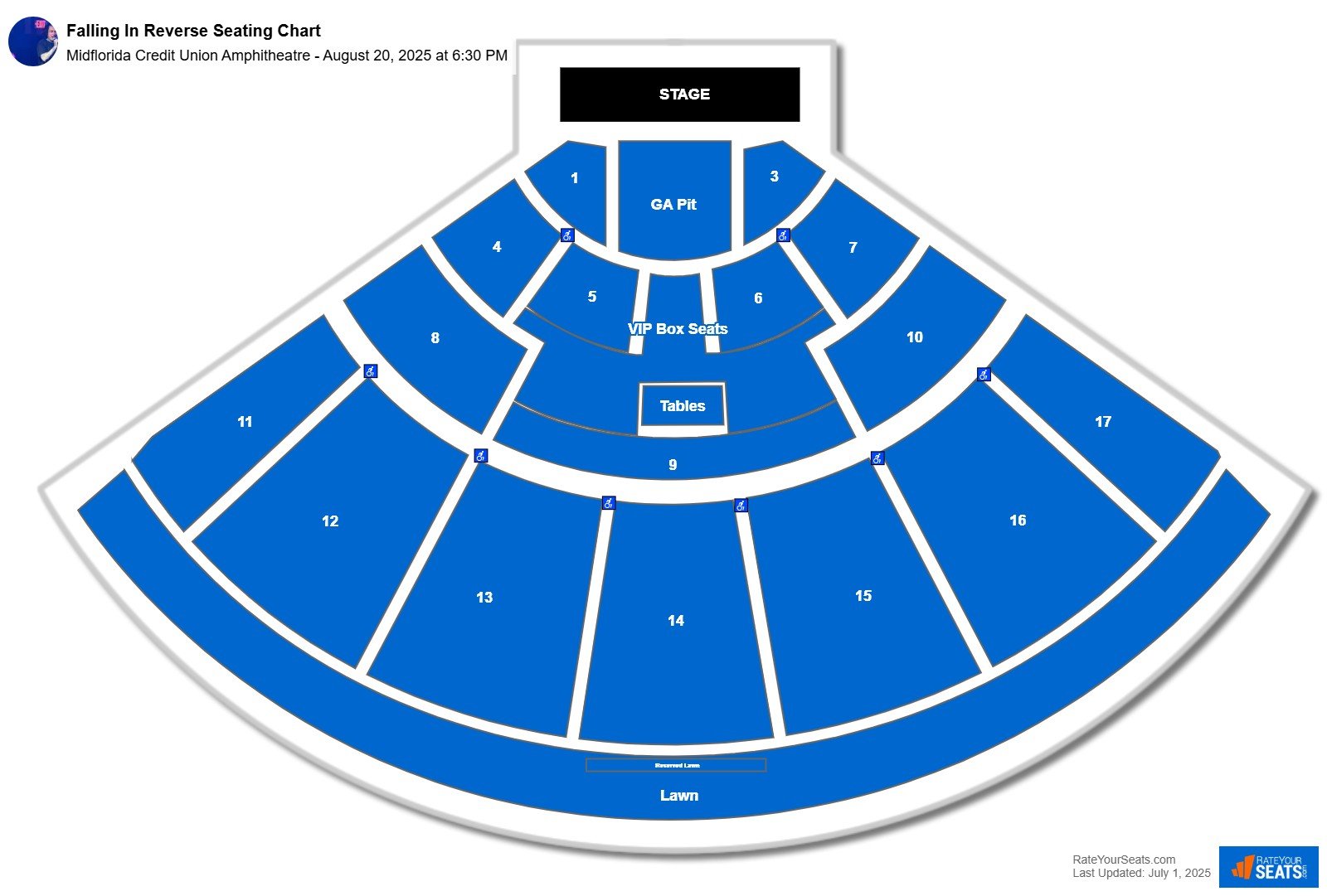 Falling In Reverse seating chart Midflorida Credit Union Amphitheatre