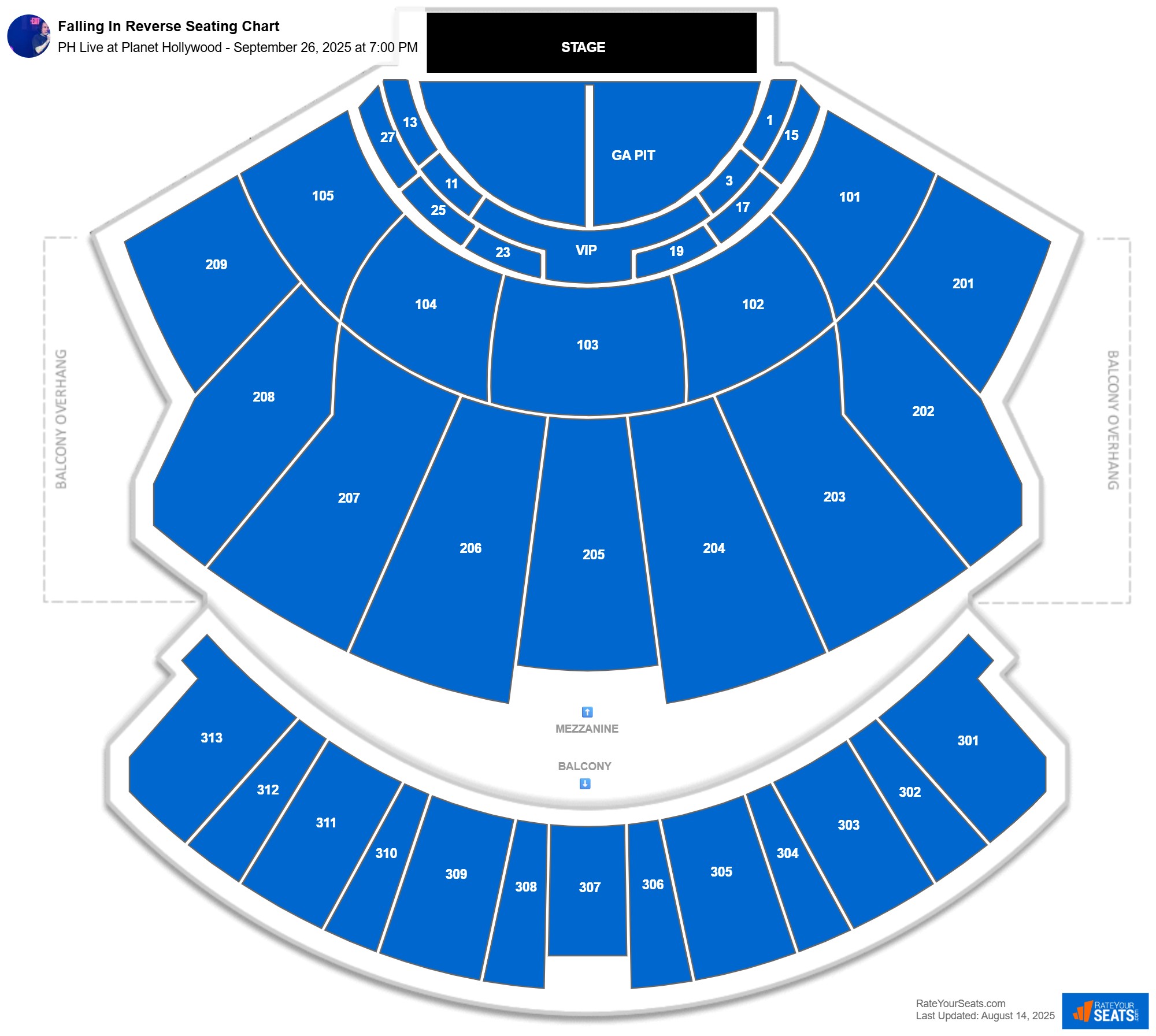 Falling In Reverse seating chart PH Live at Planet Hollywood