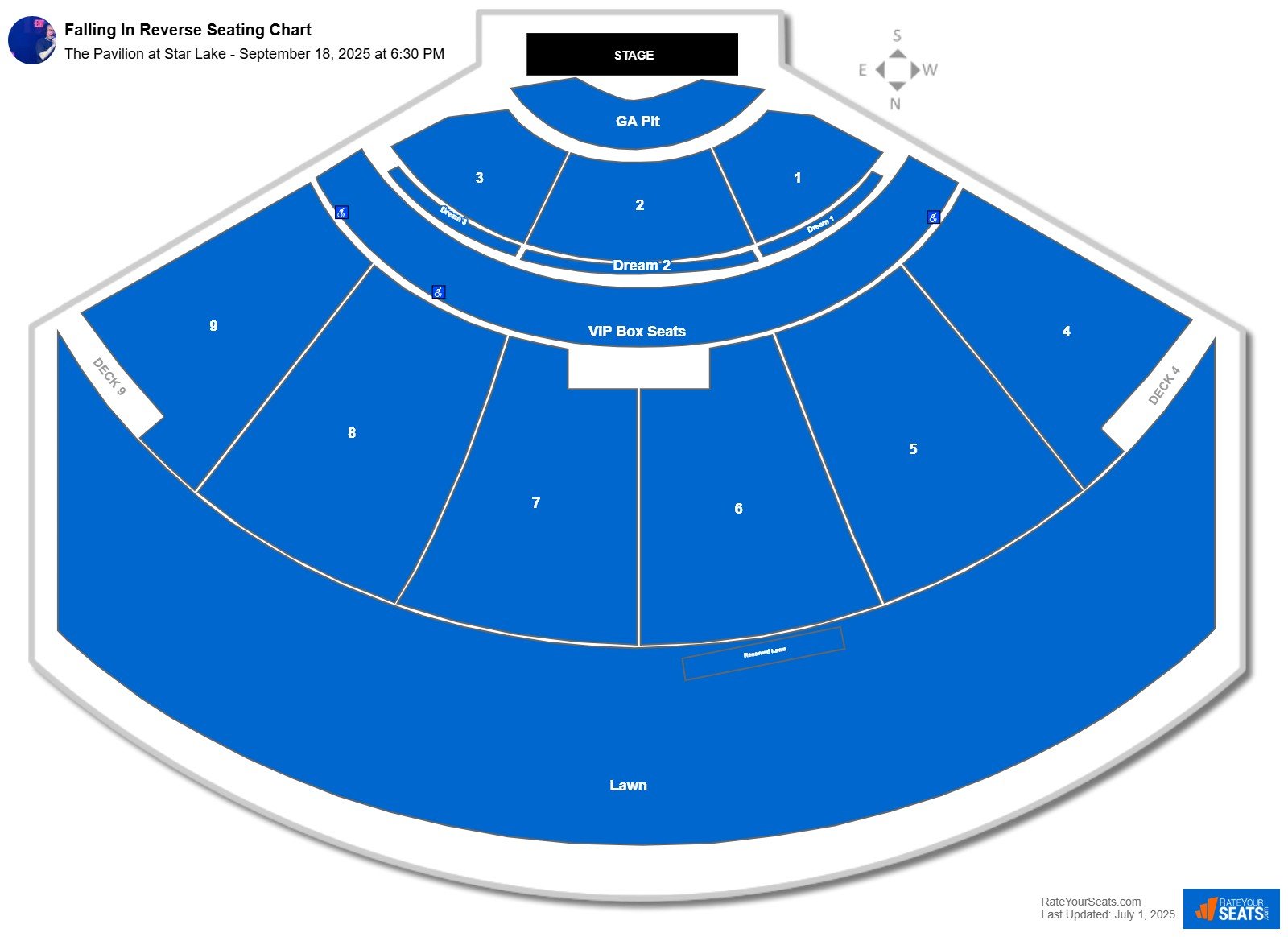 Falling In Reverse seating chart The Pavilion at Star Lake