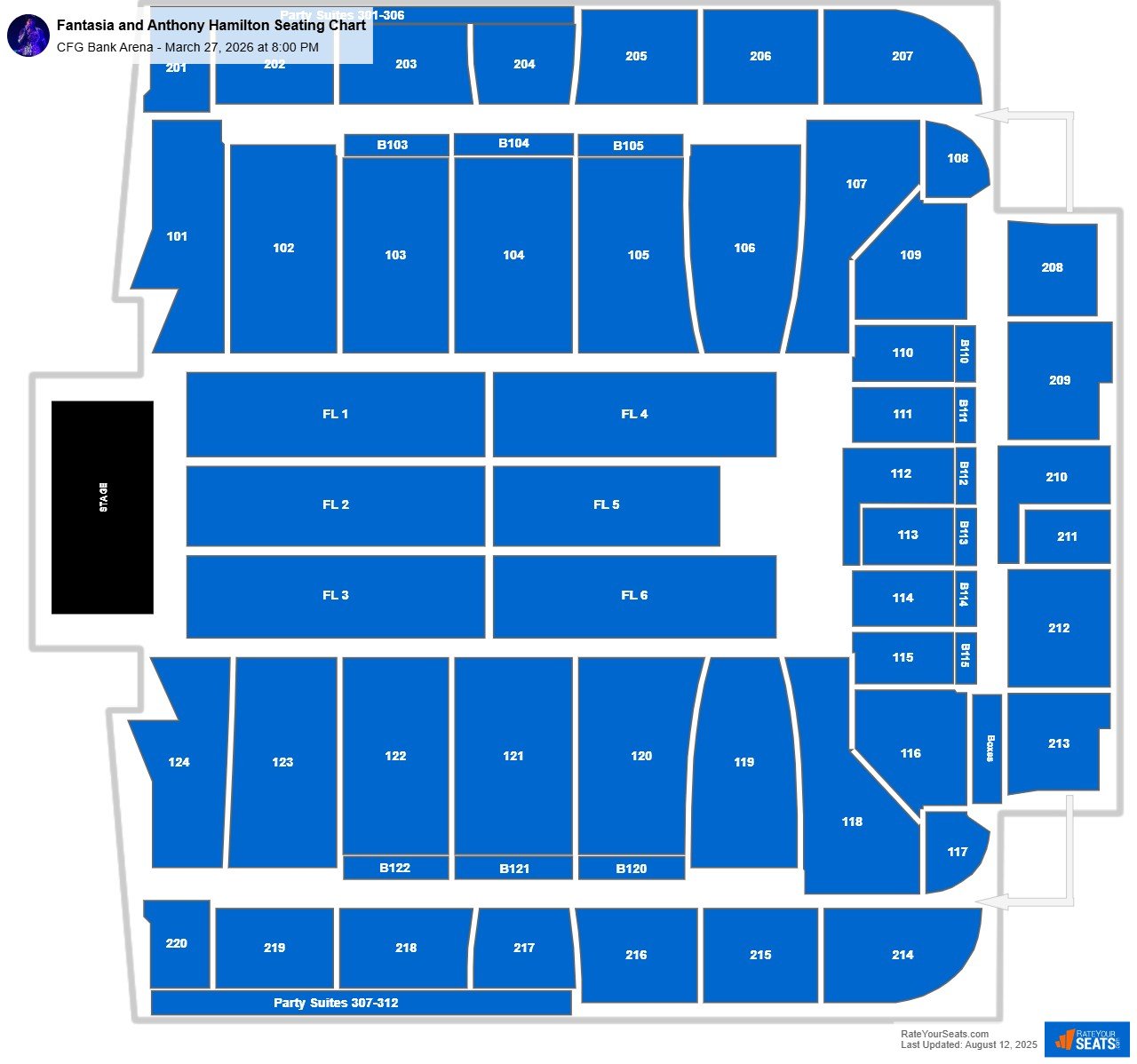 Fantasia and Anthony Hamilton seating chart CFG Bank Arena