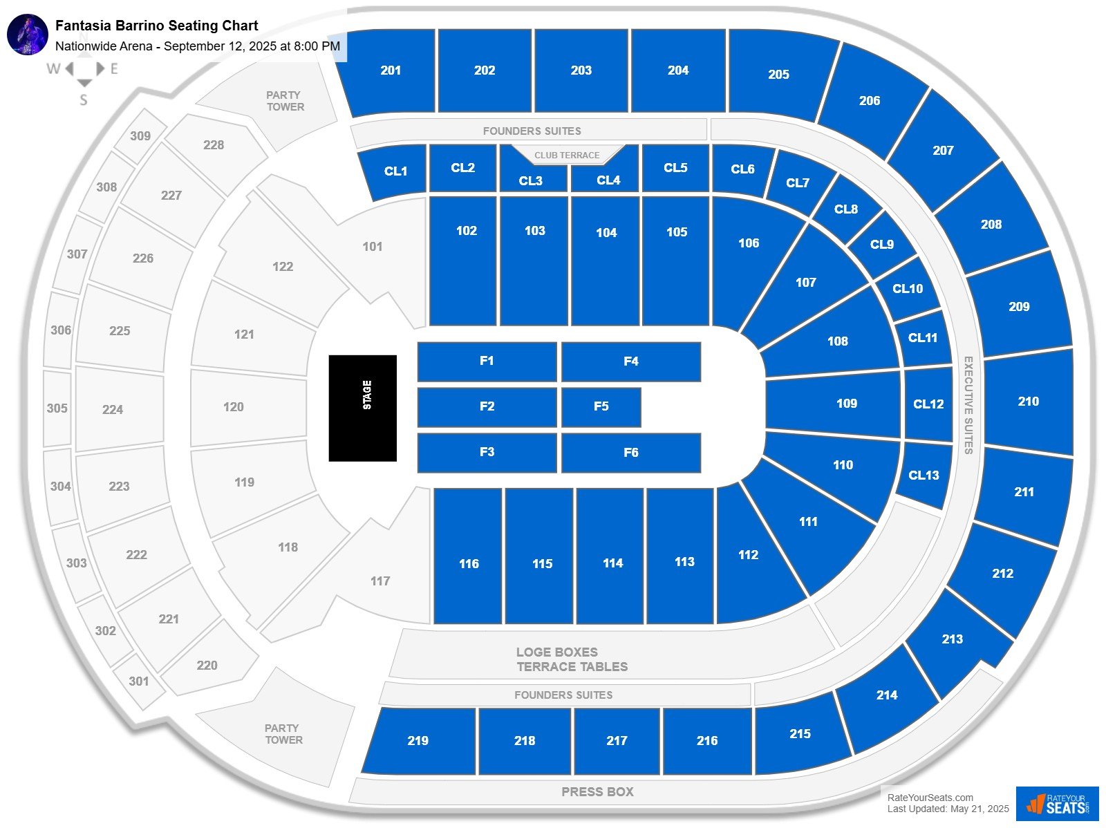 Fantasia Barrino seating chart Nationwide Arena