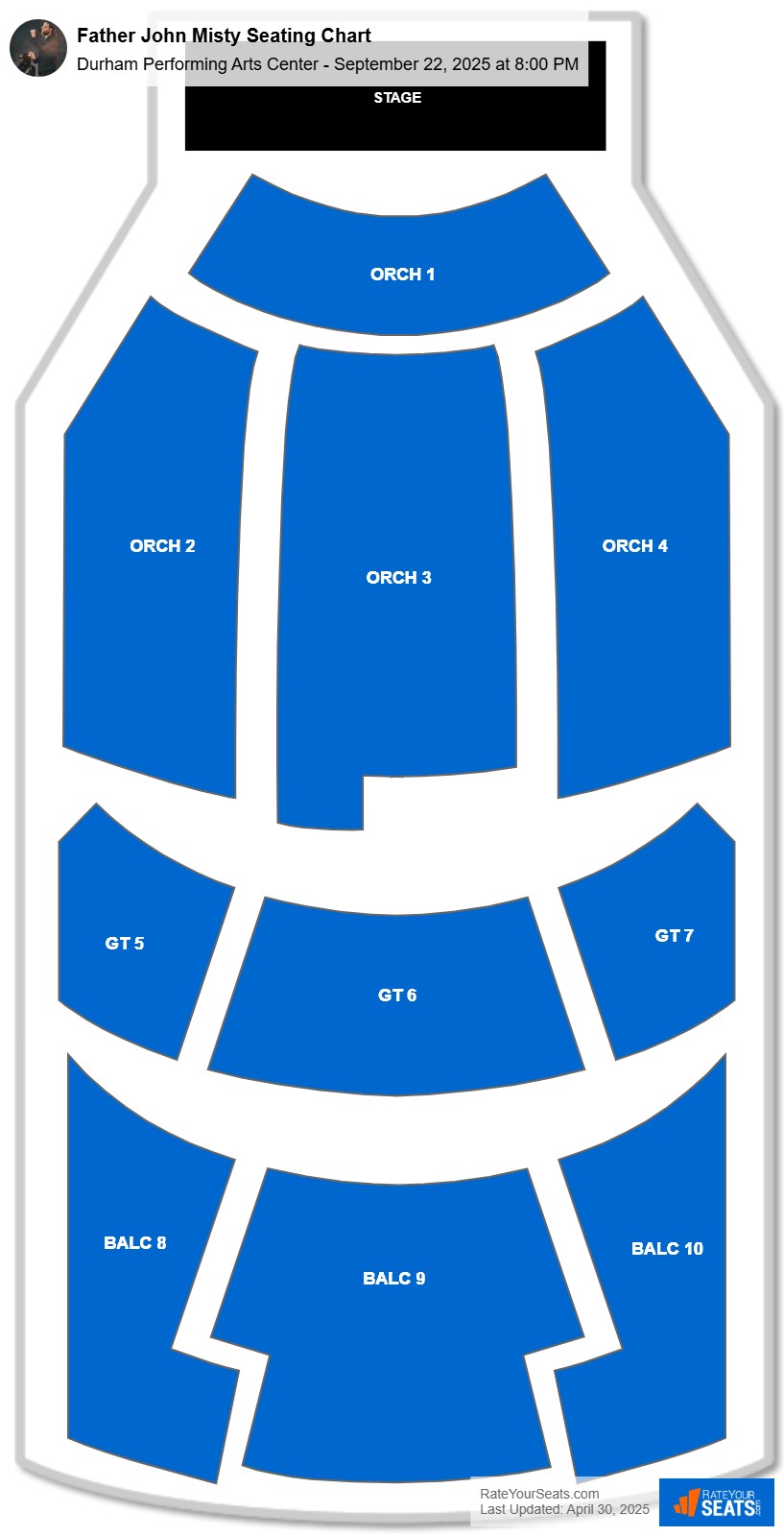 Father John Misty seating chart Durham Performing Arts Center