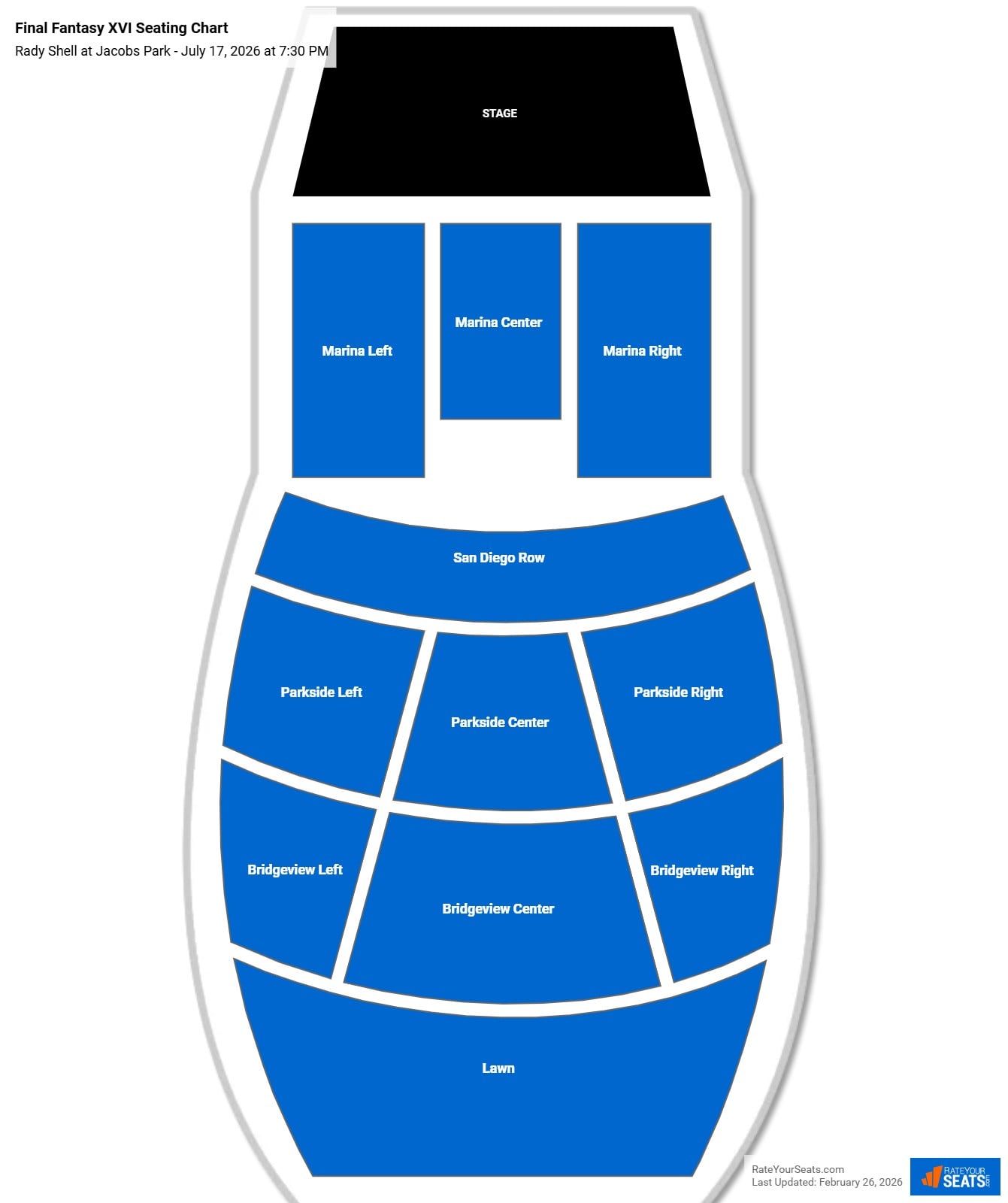 Final Fantasy XVI seating chart Rady Shell at Jacobs Park