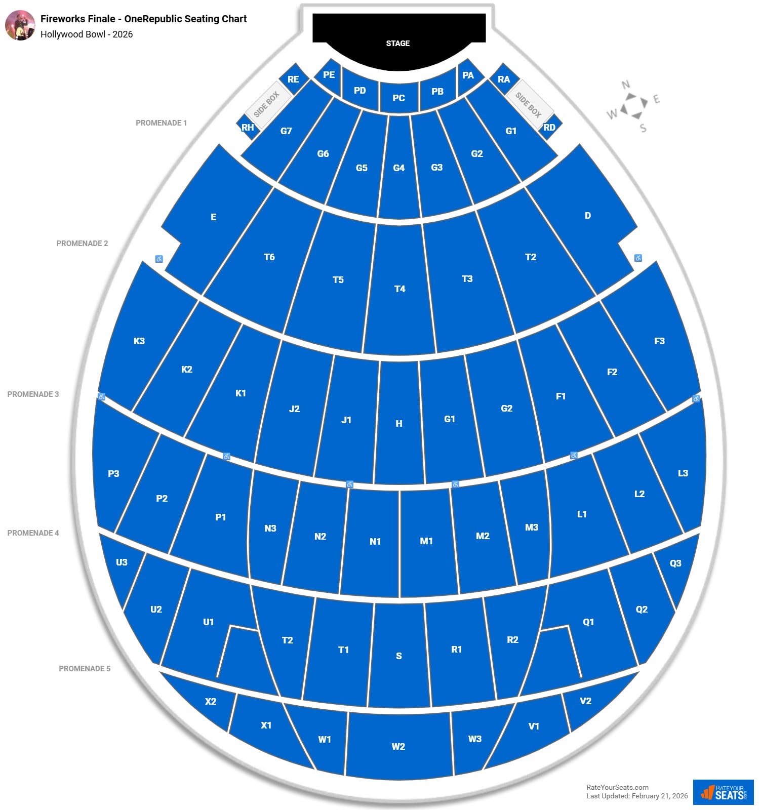 Fireworks Finale - OneRepublic seating chart Hollywood Bowl