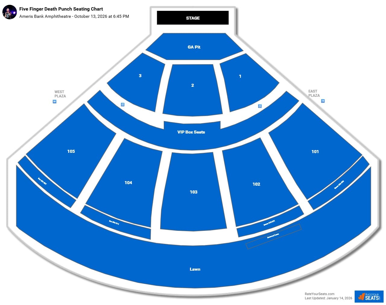 Five Finger Death Punch seating chart Ameris Bank Amphitheatre