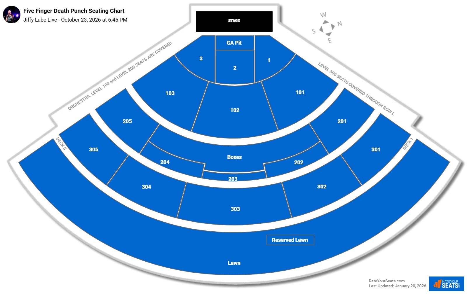 Five Finger Death Punch seating chart Jiffy Lube Live