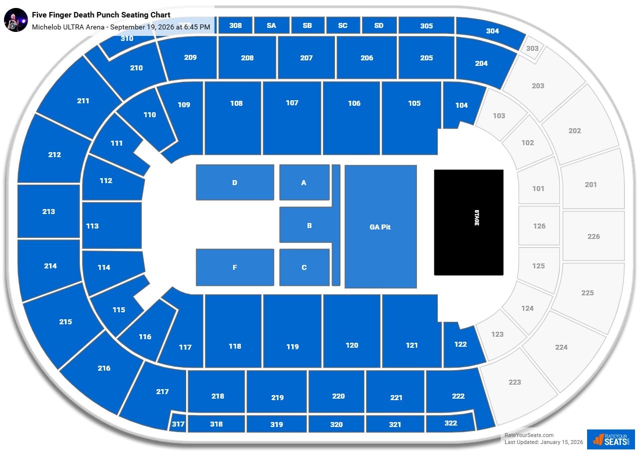 Five Finger Death Punch seating chart Michelob ULTRA Arena