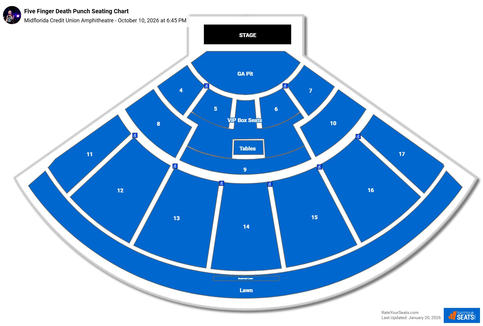 Five Finger Death Punch seating chart Midflorida Credit Union Amphitheatre