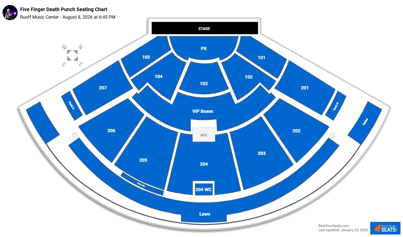 Five Finger Death Punch seating chart Ruoff Music Center