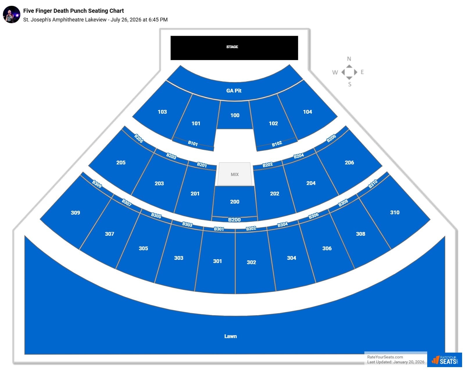 Five Finger Death Punch seating chart Empower Federal Credit Union Amphitheater at Lakeview