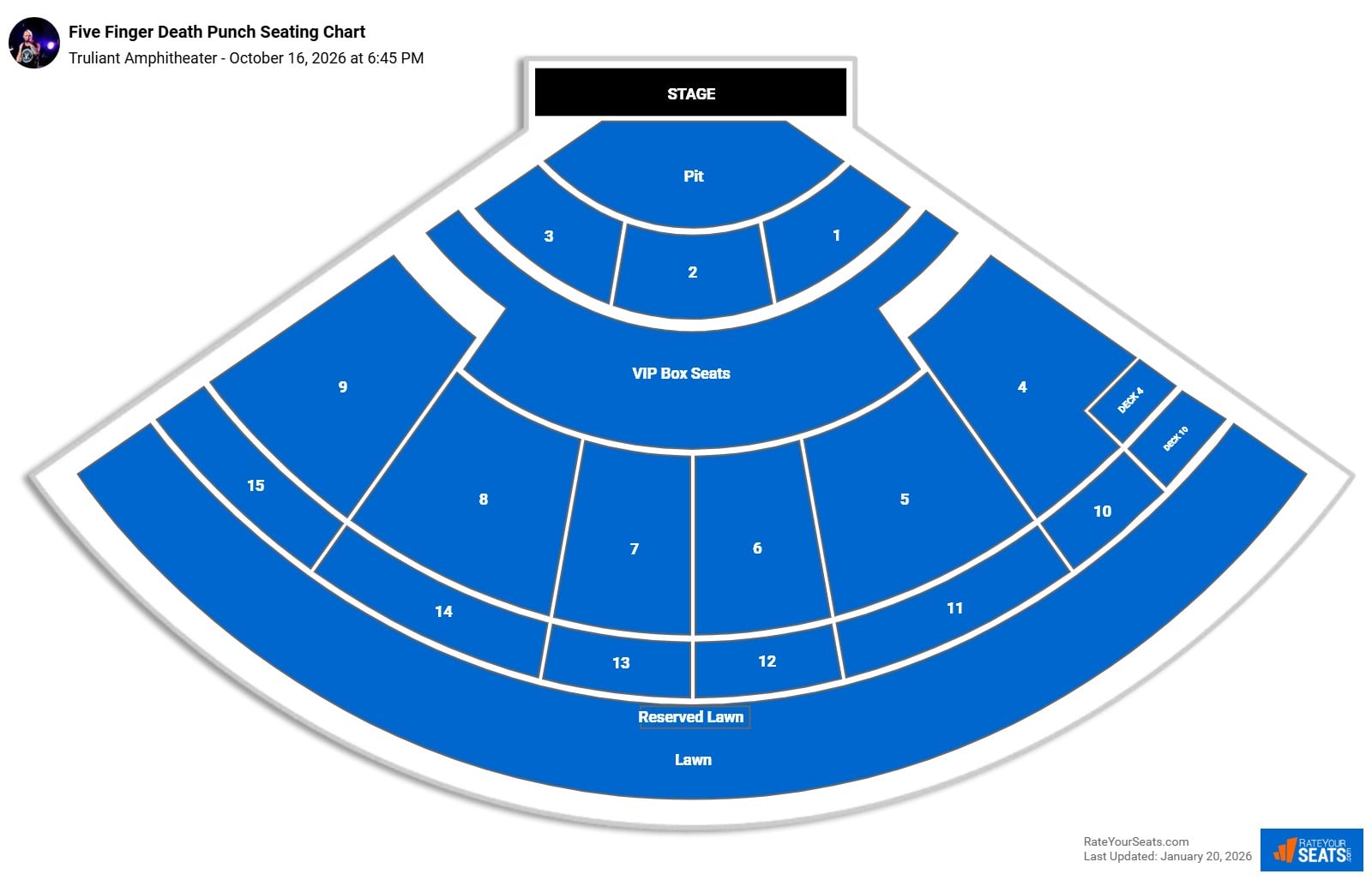 Five Finger Death Punch seating chart Truliant Amphitheater
