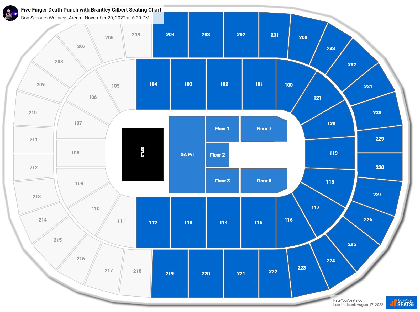 Bon Secours Wellness Arena Concert Seating Chart - RateYourSeats.com