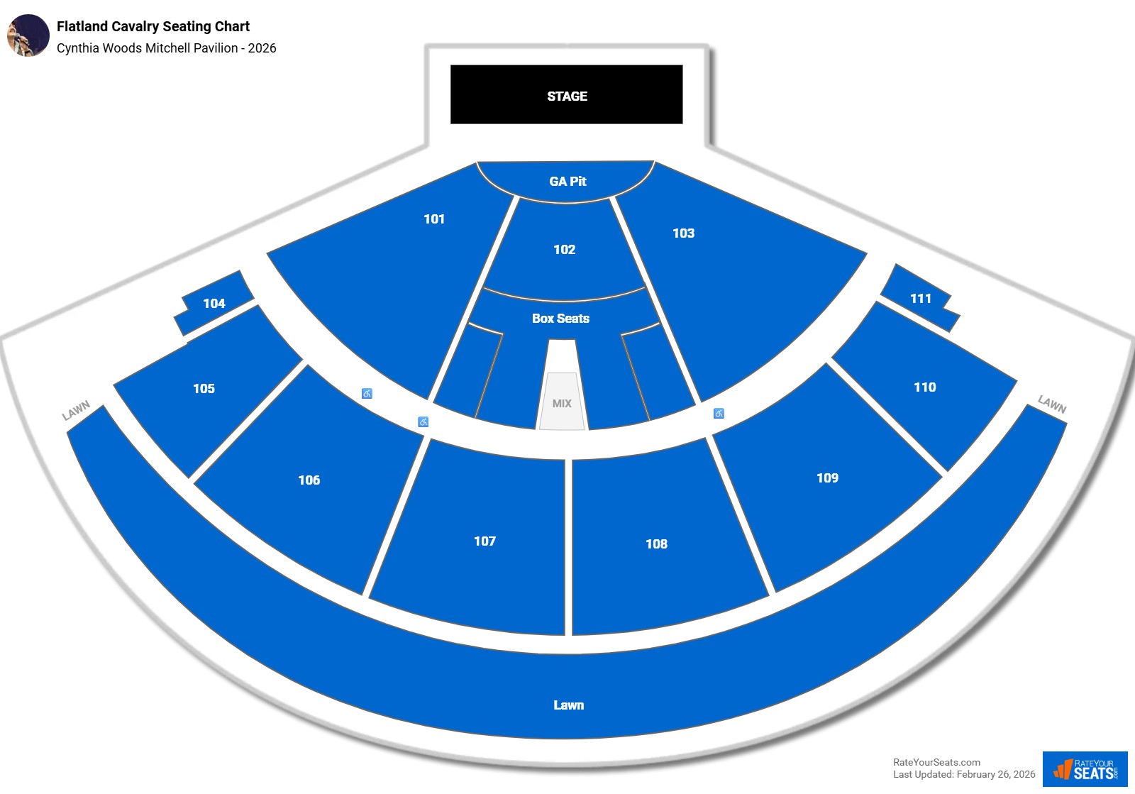 Flatland Cavalry seating chart Cynthia Woods Mitchell Pavilion