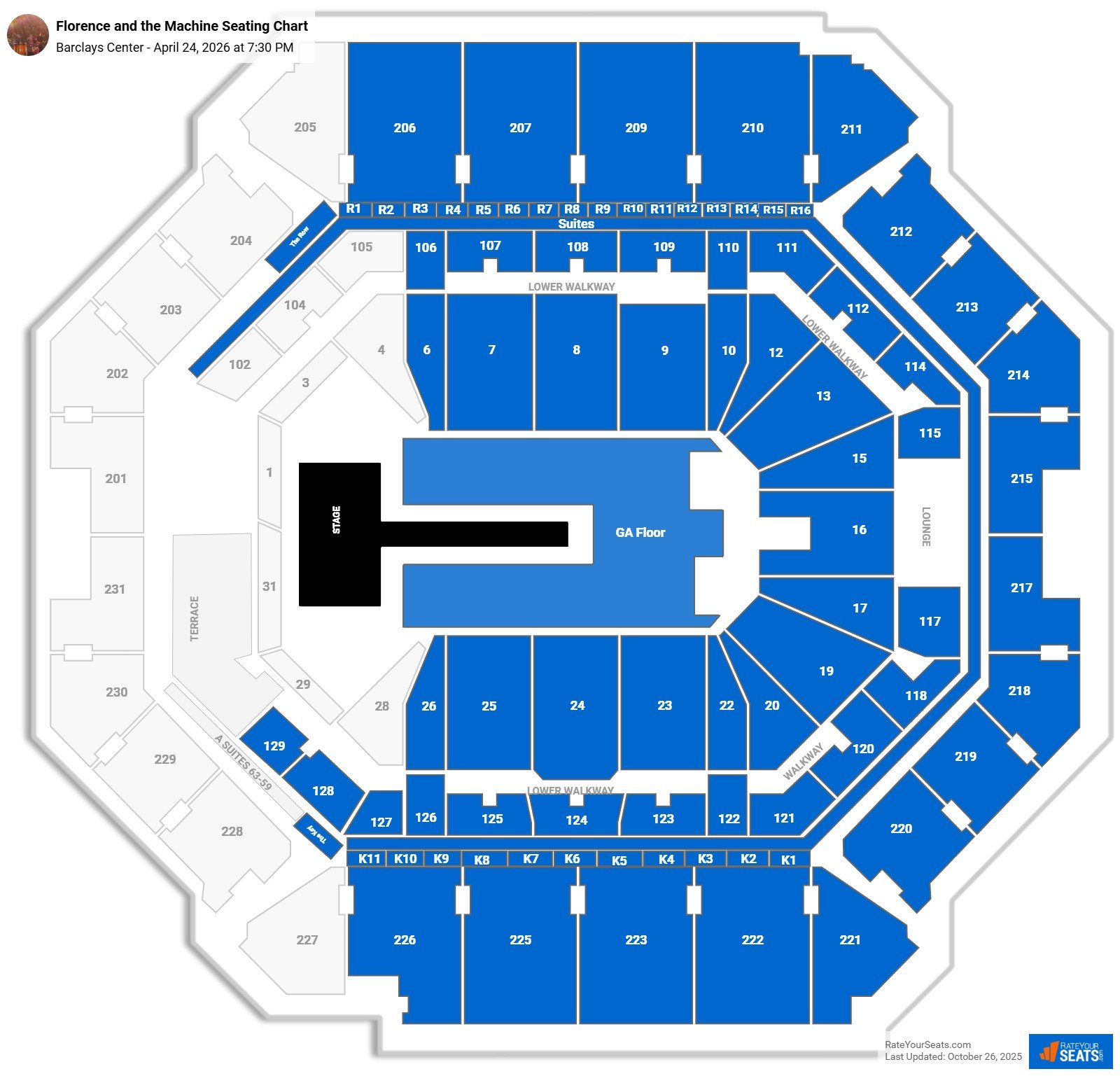 Florence and the Machine seating chart Barclays Center
