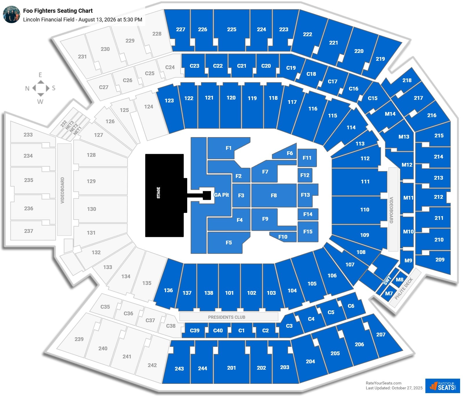 Foo Fighters seating chart Lincoln Financial Field