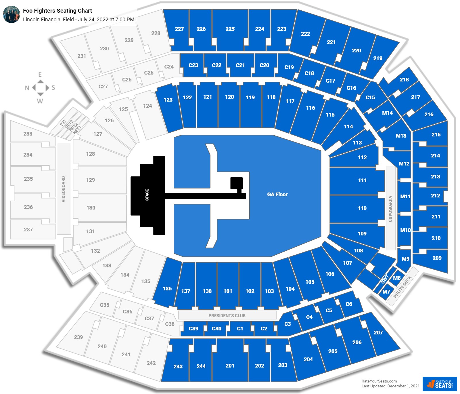 Lincoln Financial Field Map Lincoln Financial Field Concert Seating Chart - Rateyourseats.com