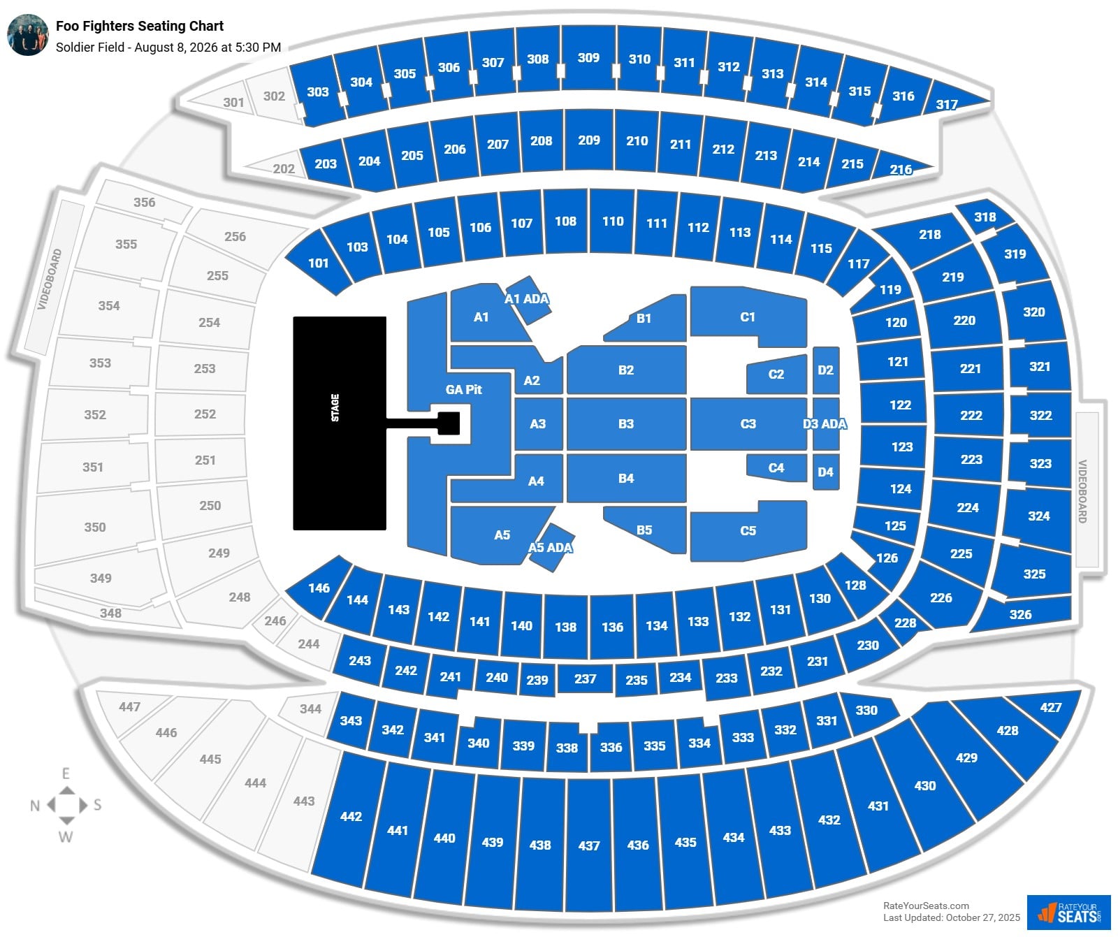 Foo Fighters seating chart Soldier Field