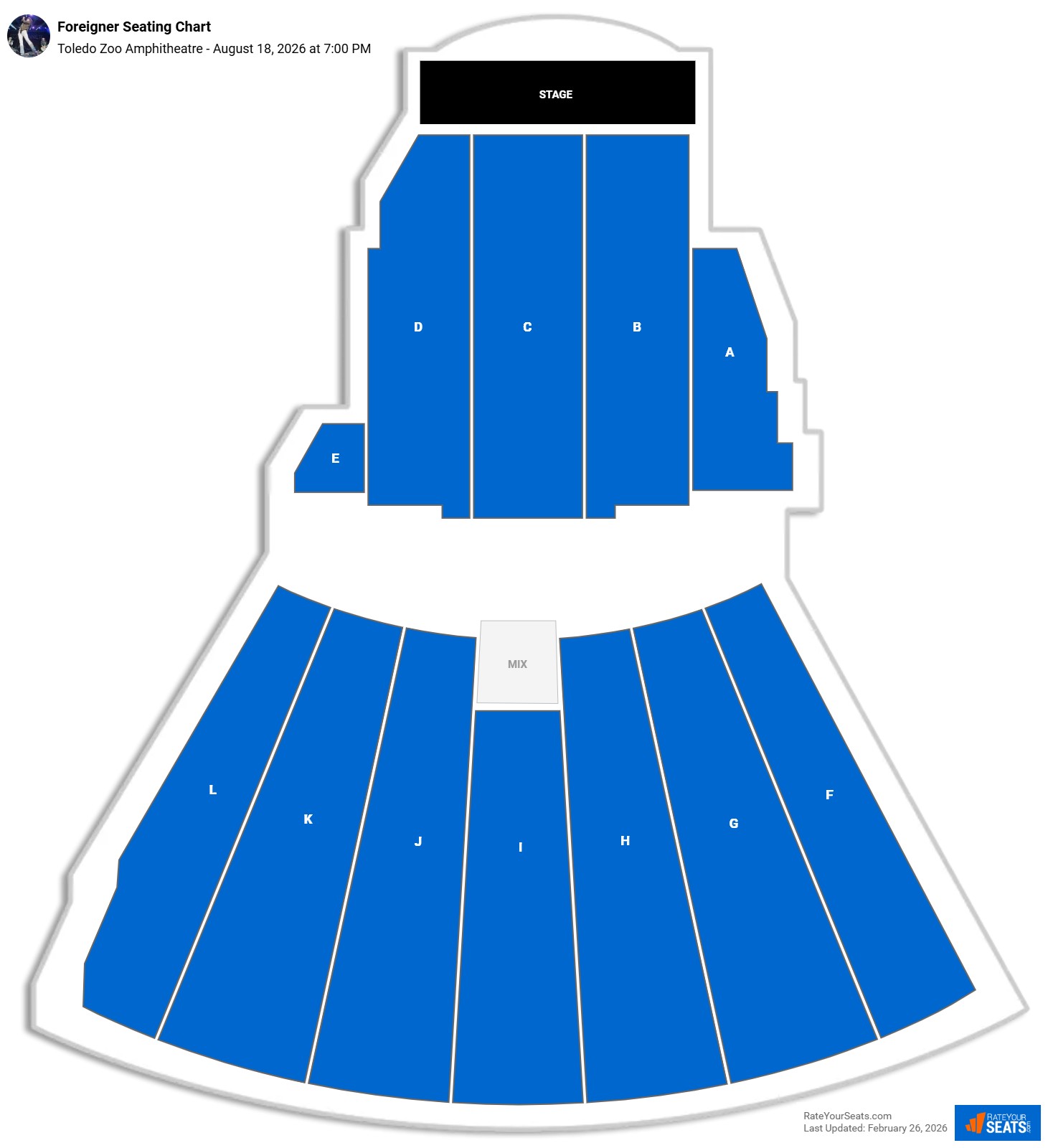 Foreigner seating chart Toledo Zoo Amphitheatre