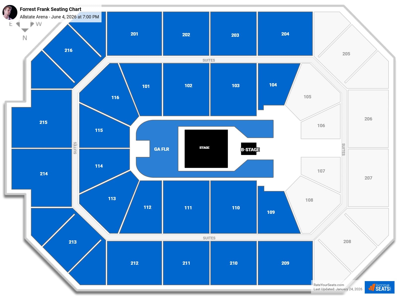 Forrest Frank seating chart Allstate Arena