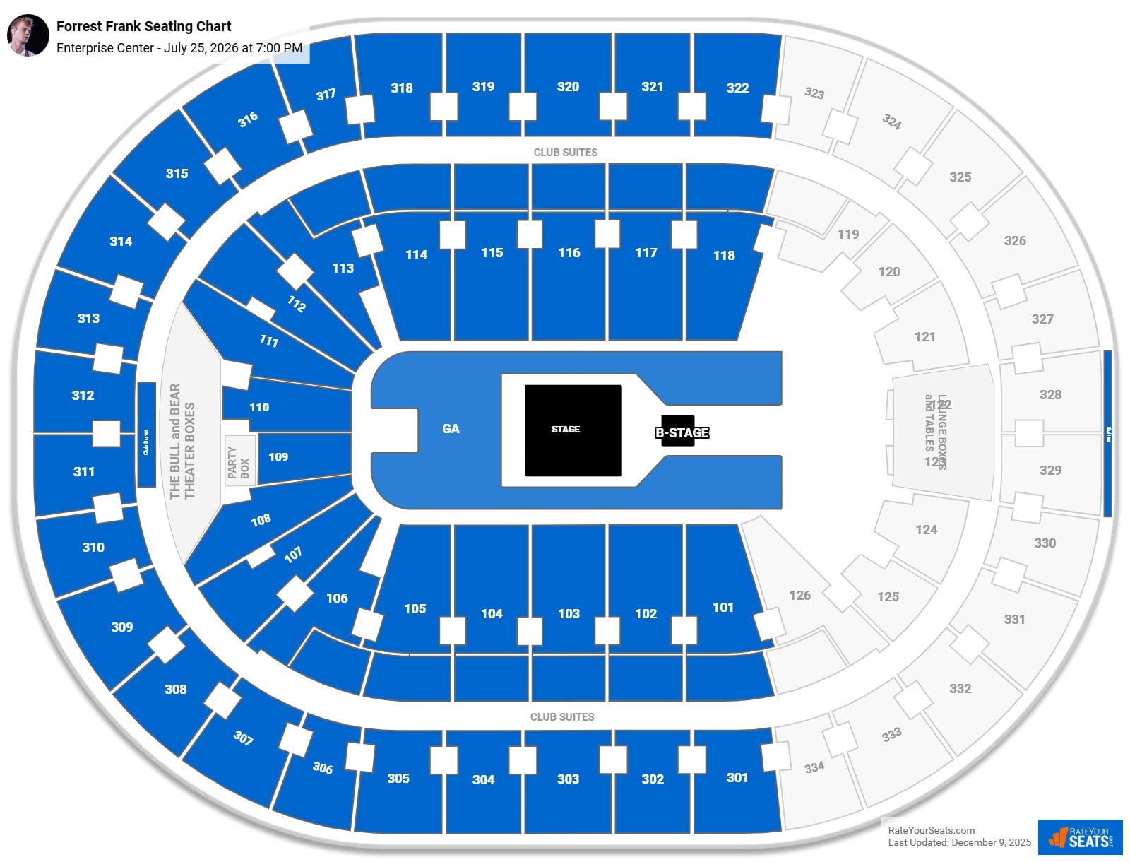 Forrest Frank seating chart Enterprise Center