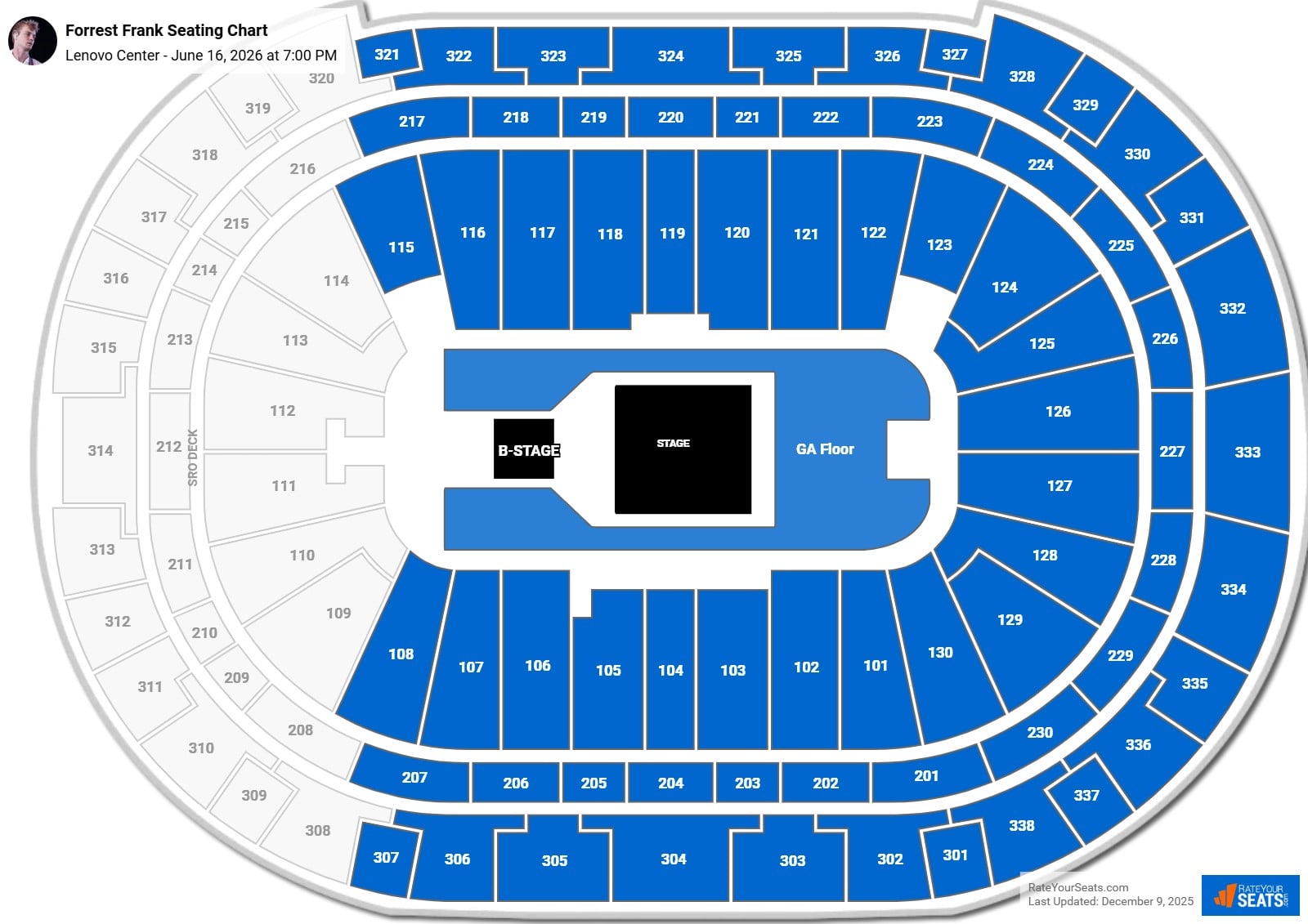 Forrest Frank seating chart Lenovo Center