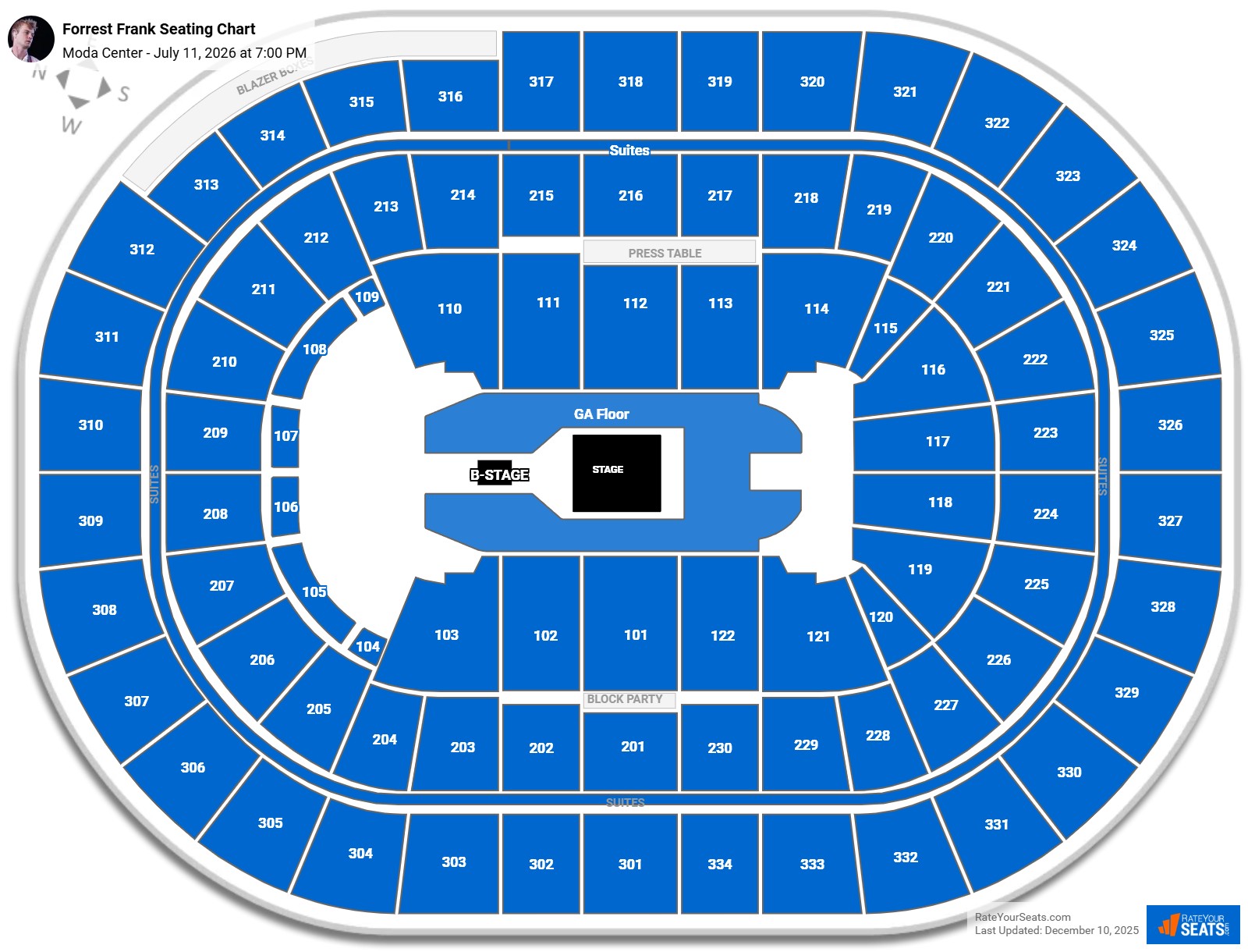 Forrest Frank seating chart Moda Center